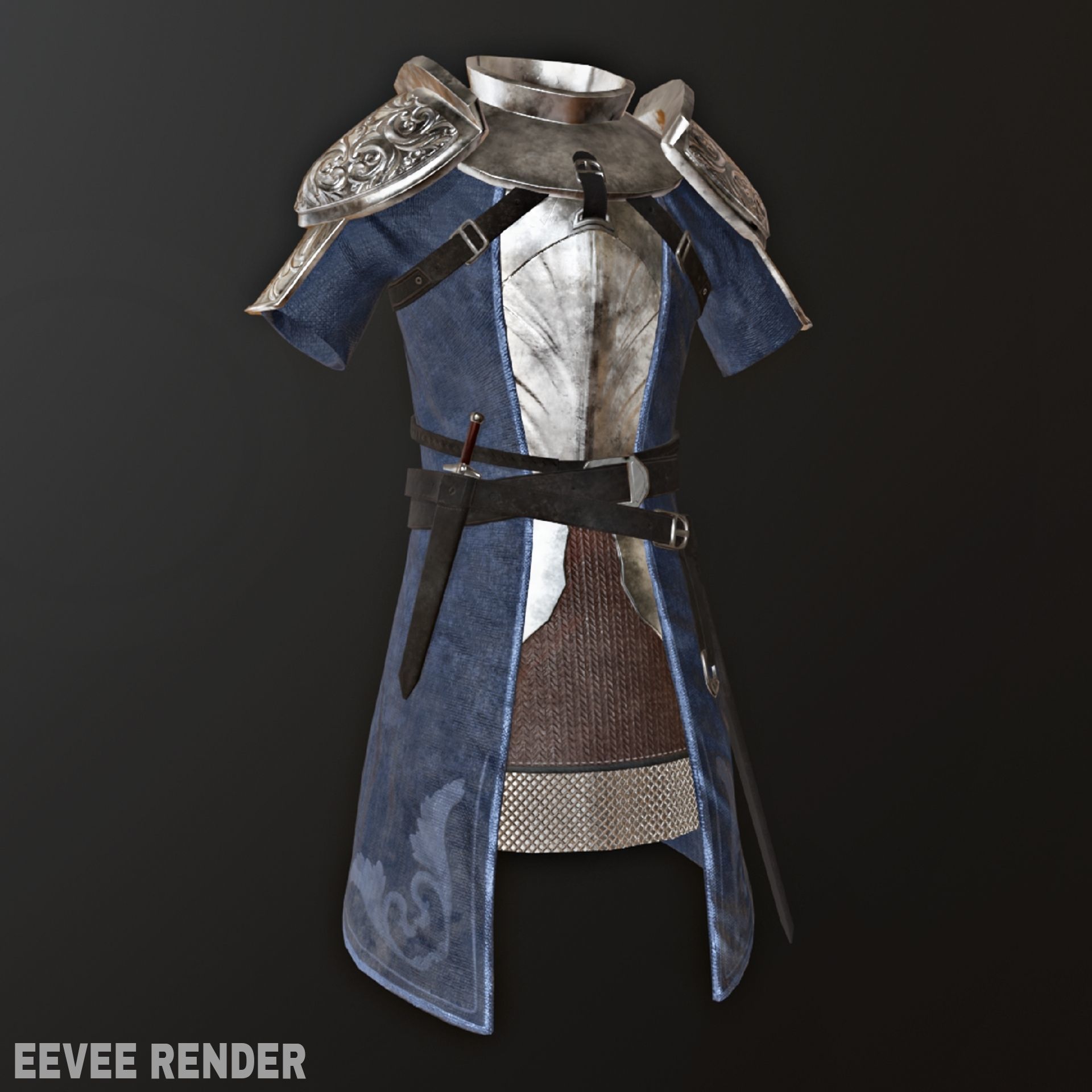 knight armor Low-poly 3D model_4