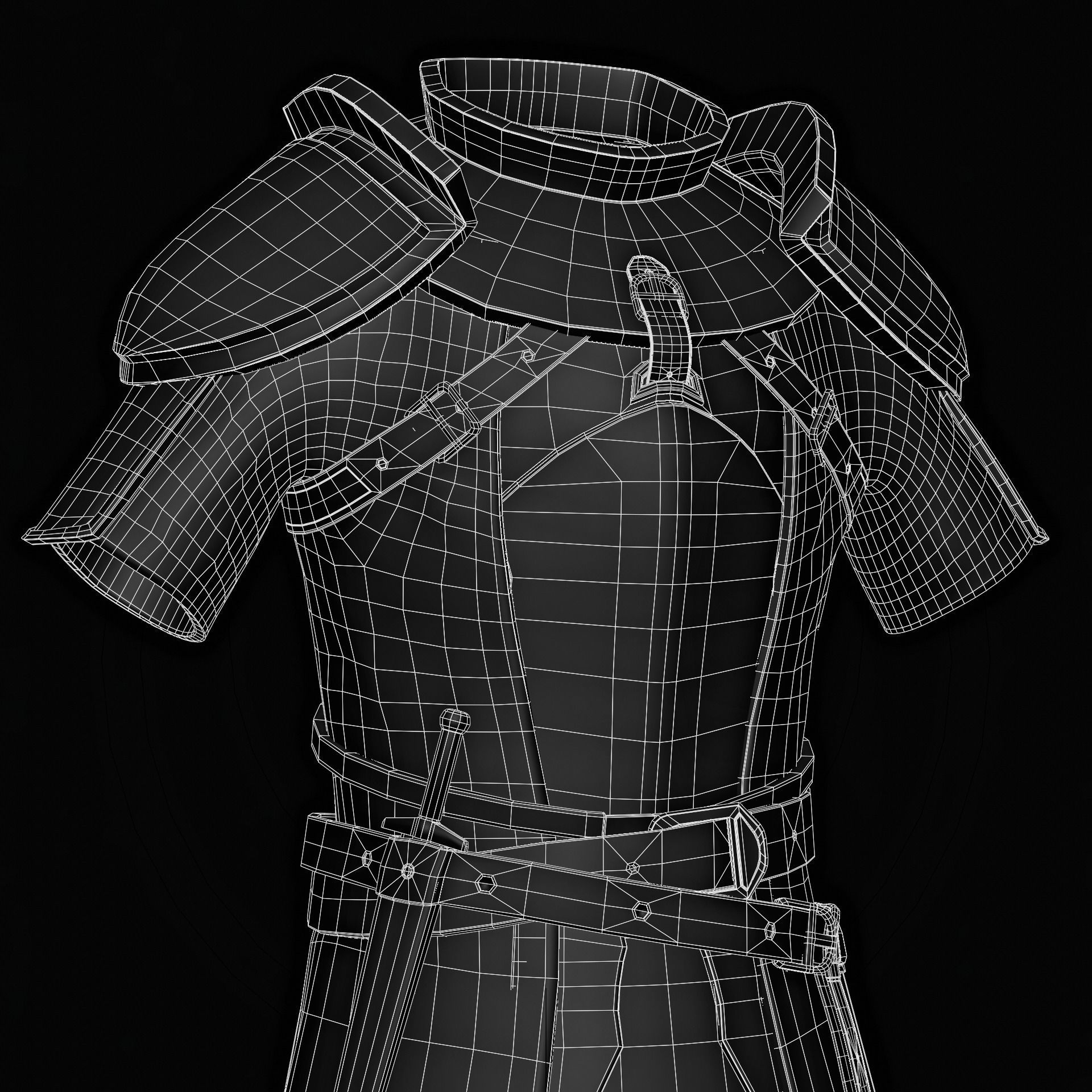 knight armor Low-poly 3D model_7