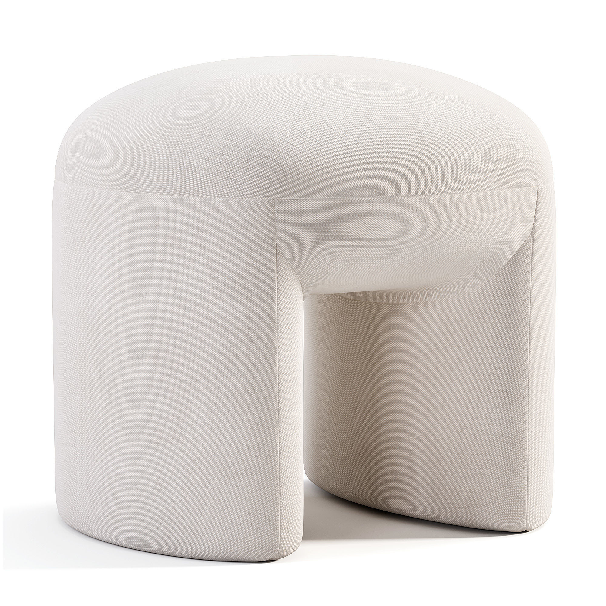 Pouf Tissu Effet Laine Bouclette Lomos Low-poly 3D model_3