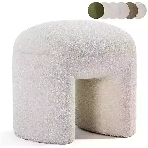Pouf Tissu Effet Laine Bouclette Lomos