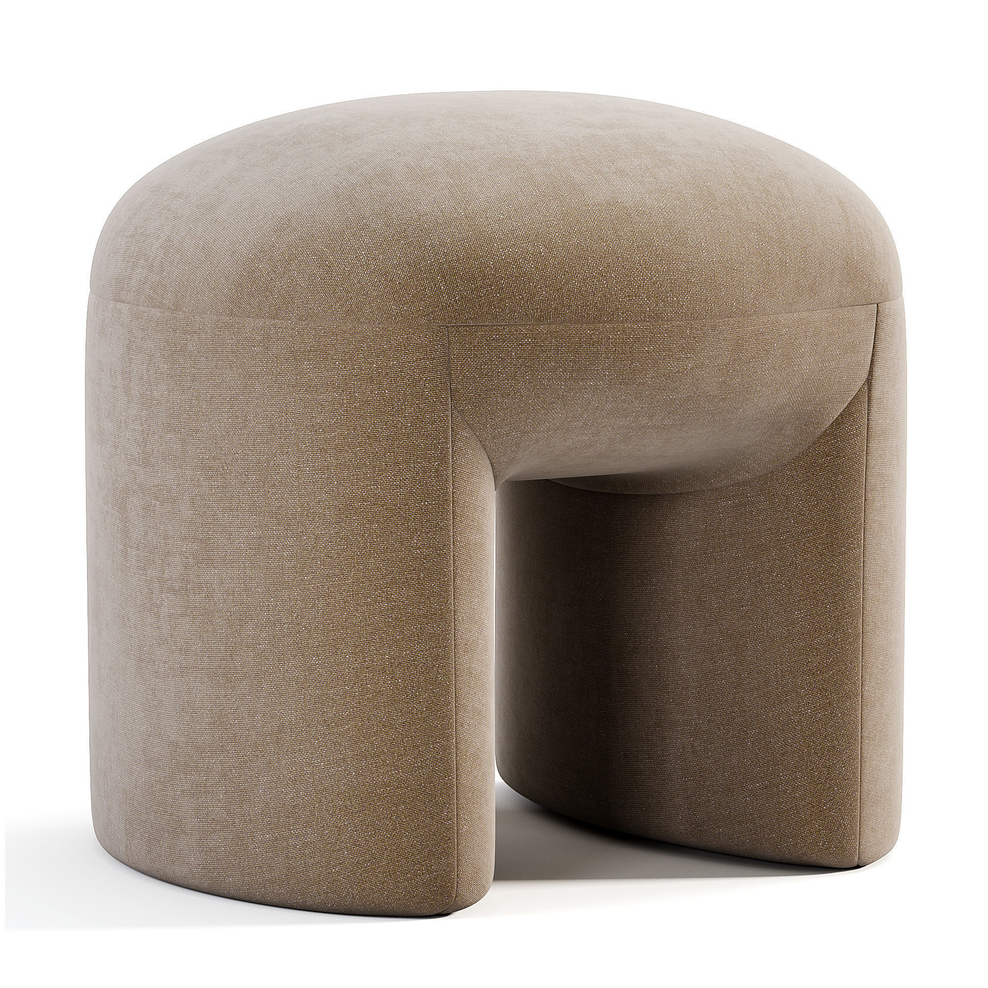 Pouf Tissu Effet Laine Bouclette Lomos Low-poly 3D model_2