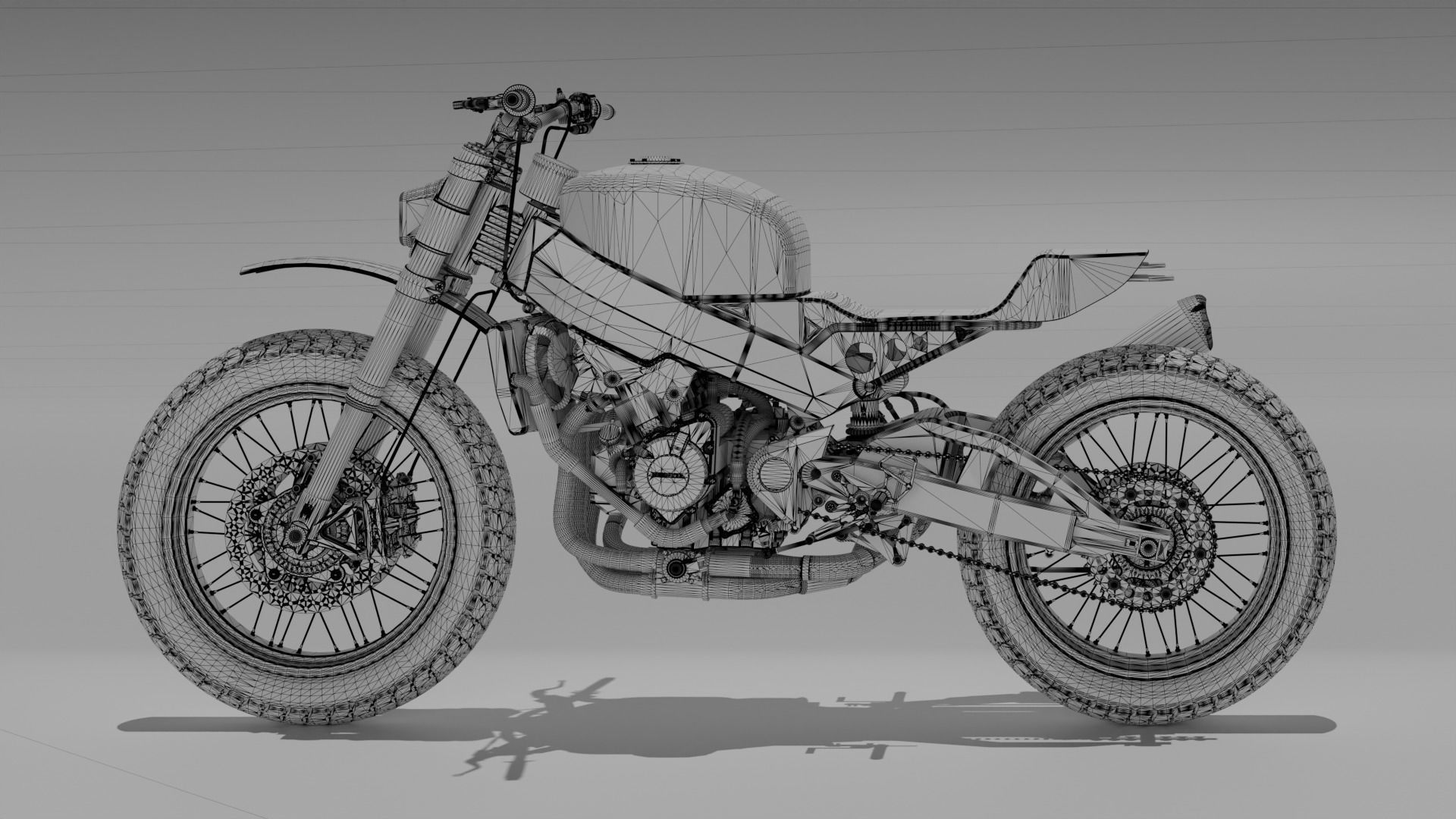 Custom Honda Scrambler Low-poly 3D model_14