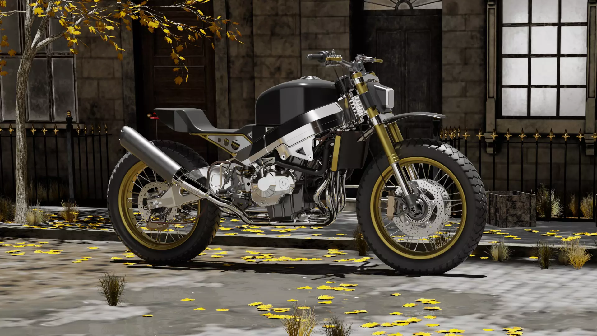 Custom Honda Scrambler Low-poly 3D model_0