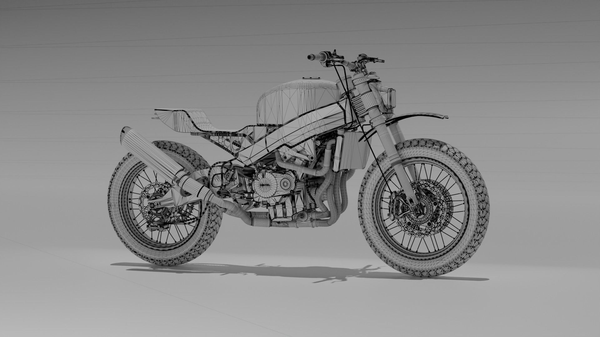 Custom Honda Scrambler Low-poly 3D model_10