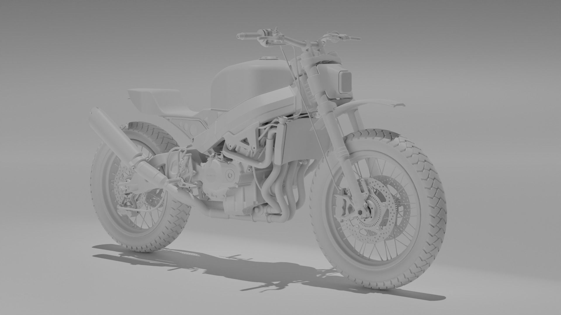 Custom Honda Scrambler Low-poly 3D model_7