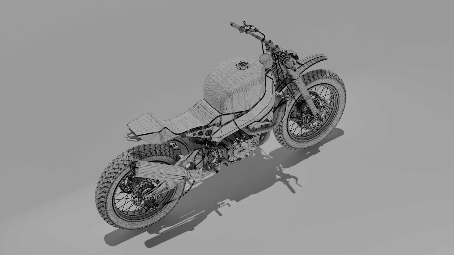 Custom Honda Scrambler Low-poly 3D model_12