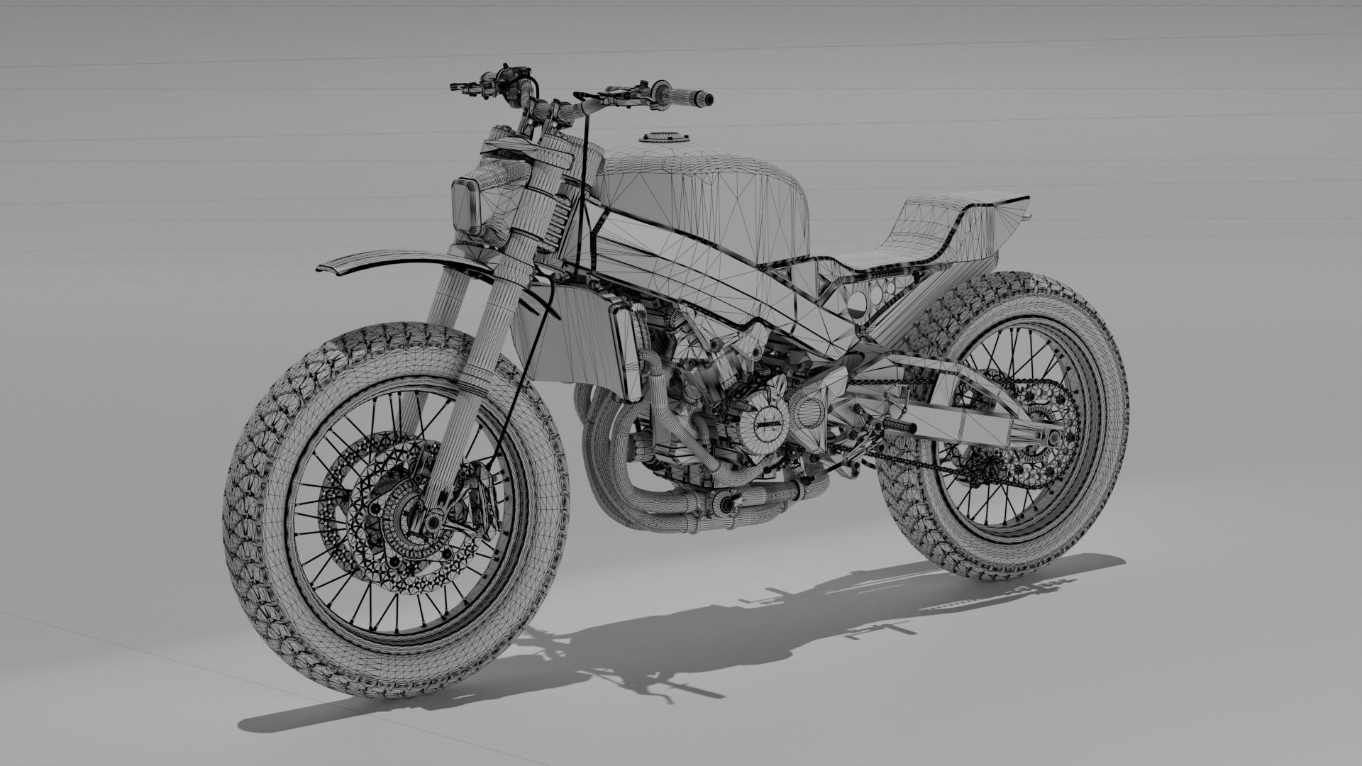 Custom Honda Scrambler Low-poly 3D model_13