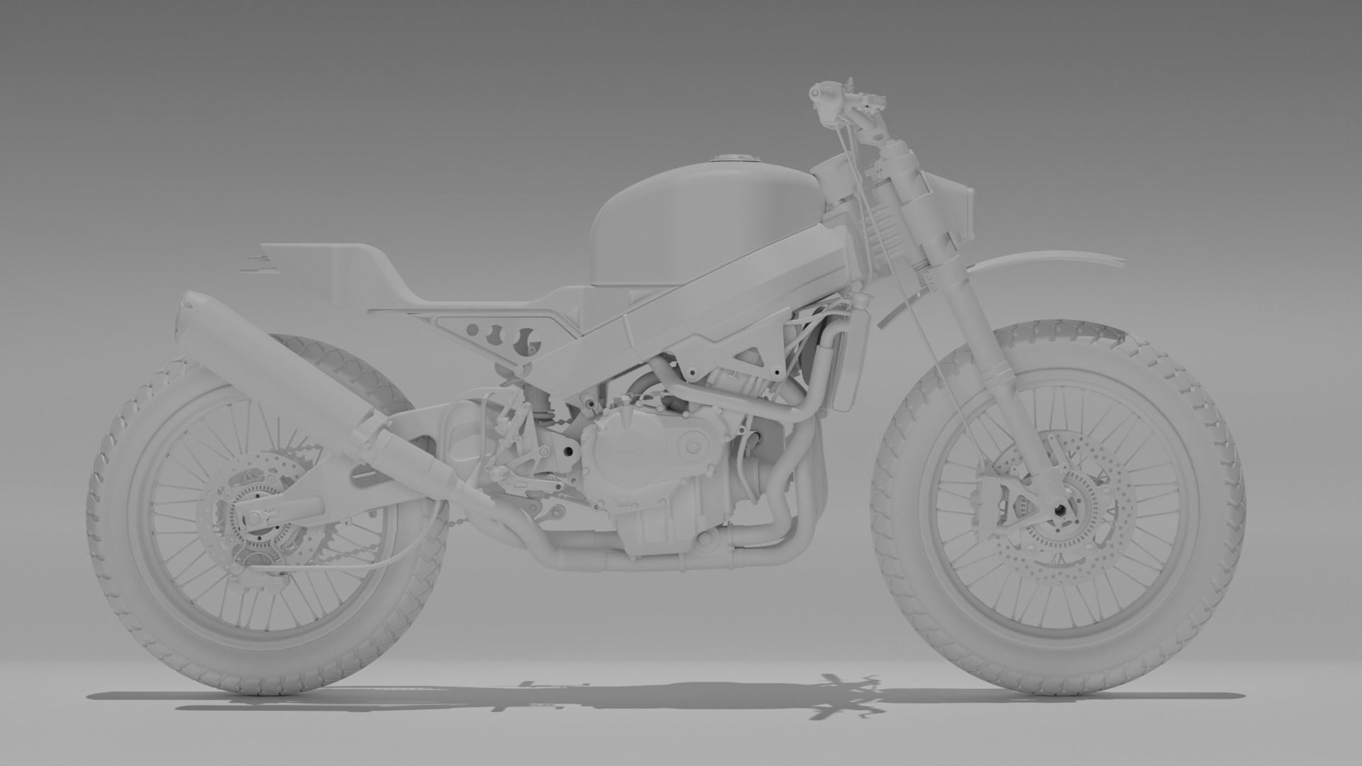 Custom Honda Scrambler Low-poly 3D model_9
