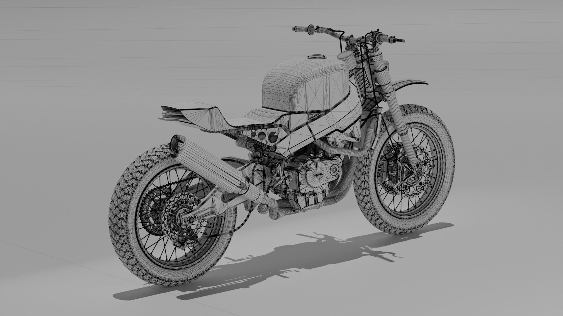 Custom Honda Scrambler Low-poly 3D model_11