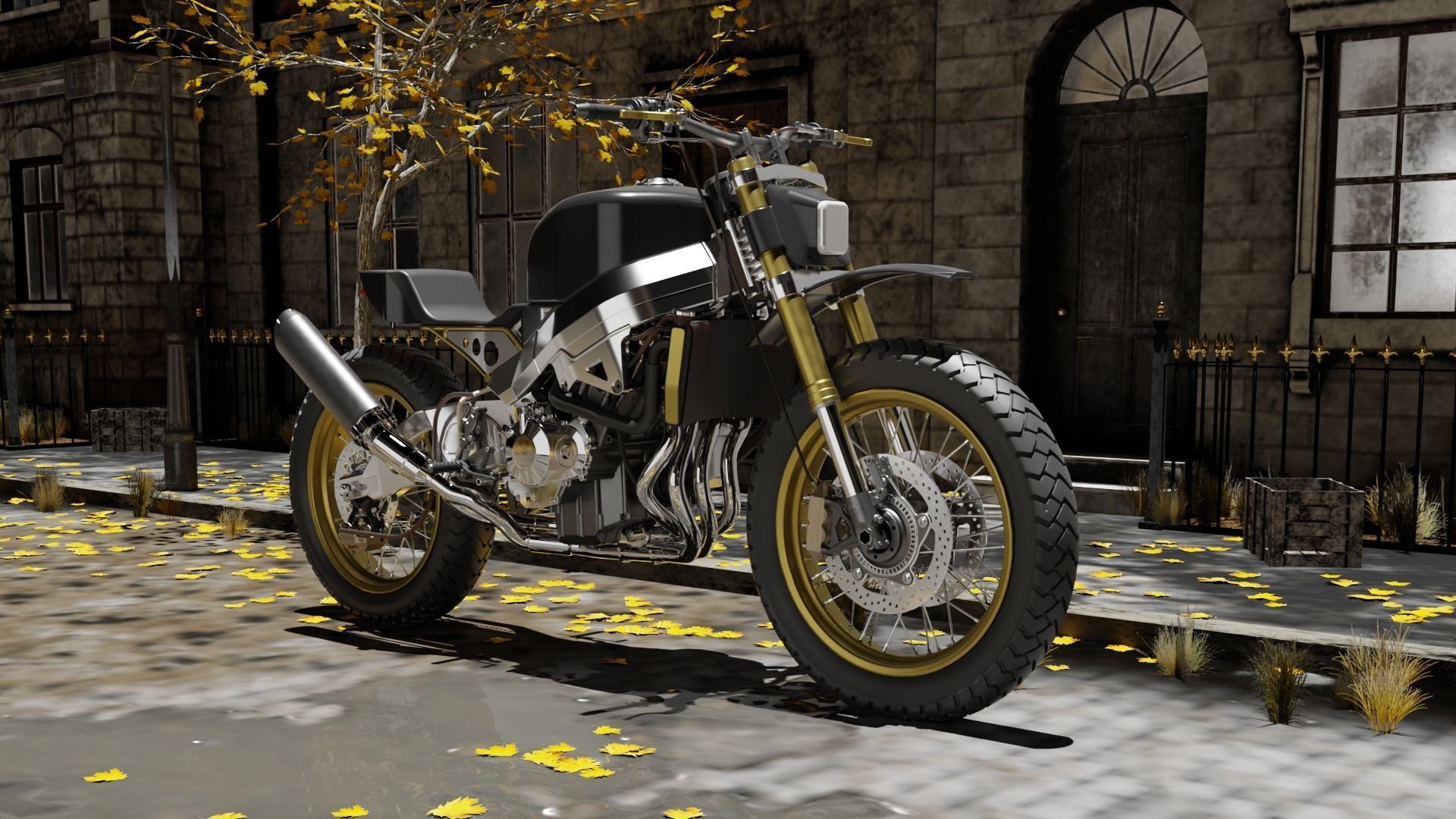 Custom Honda Scrambler Low-poly 3D model_4