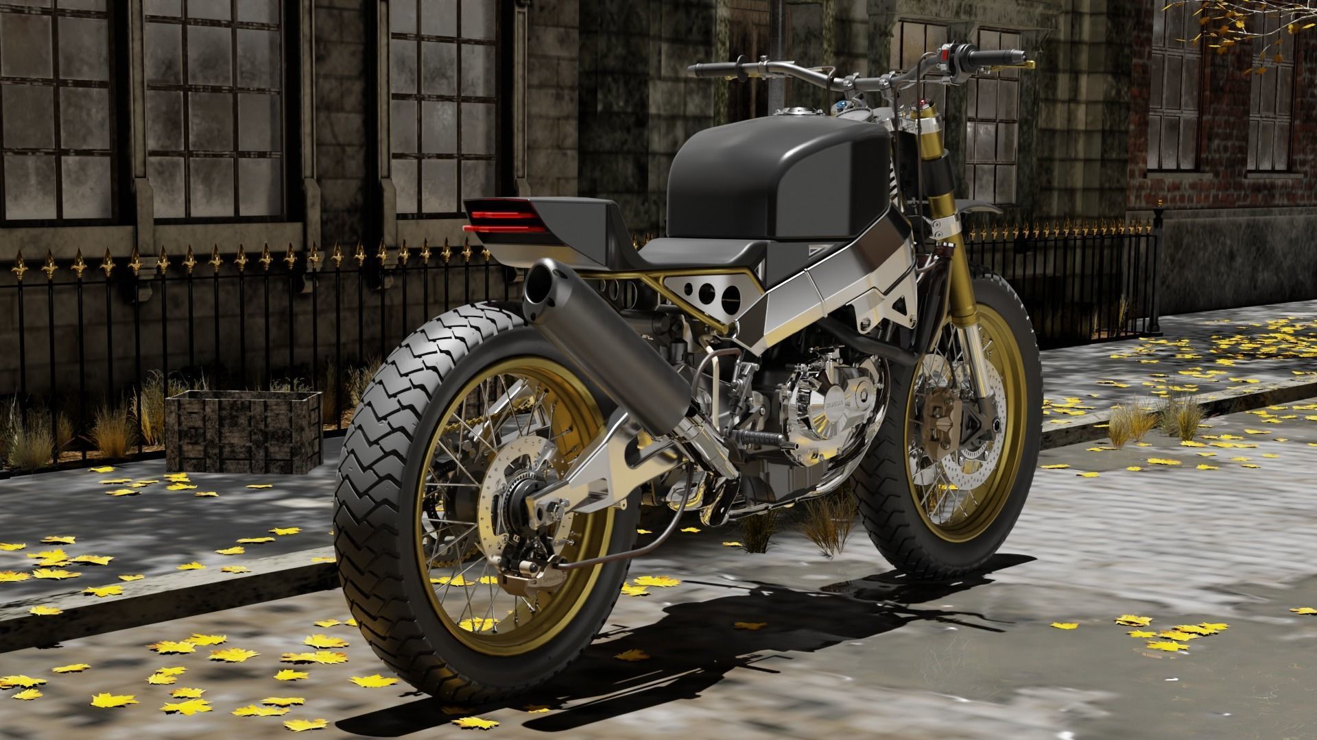 Custom Honda Scrambler Low-poly 3D model_1
