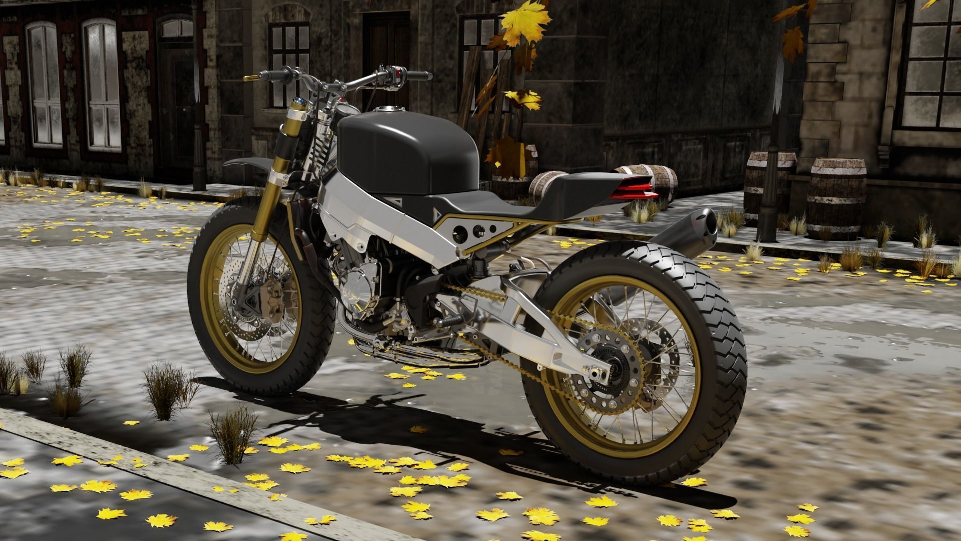 Custom Honda Scrambler Low-poly 3D model_2