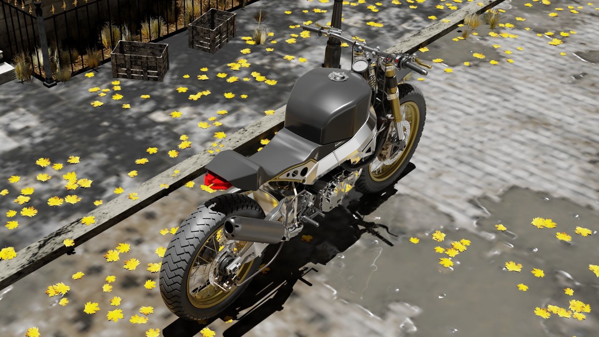 Custom Honda Scrambler Low-poly 3D model_3