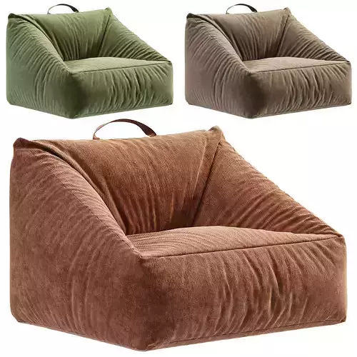 Stone Tan Velvet Corduroy Kids Lounge Chair Low-poly 3D model