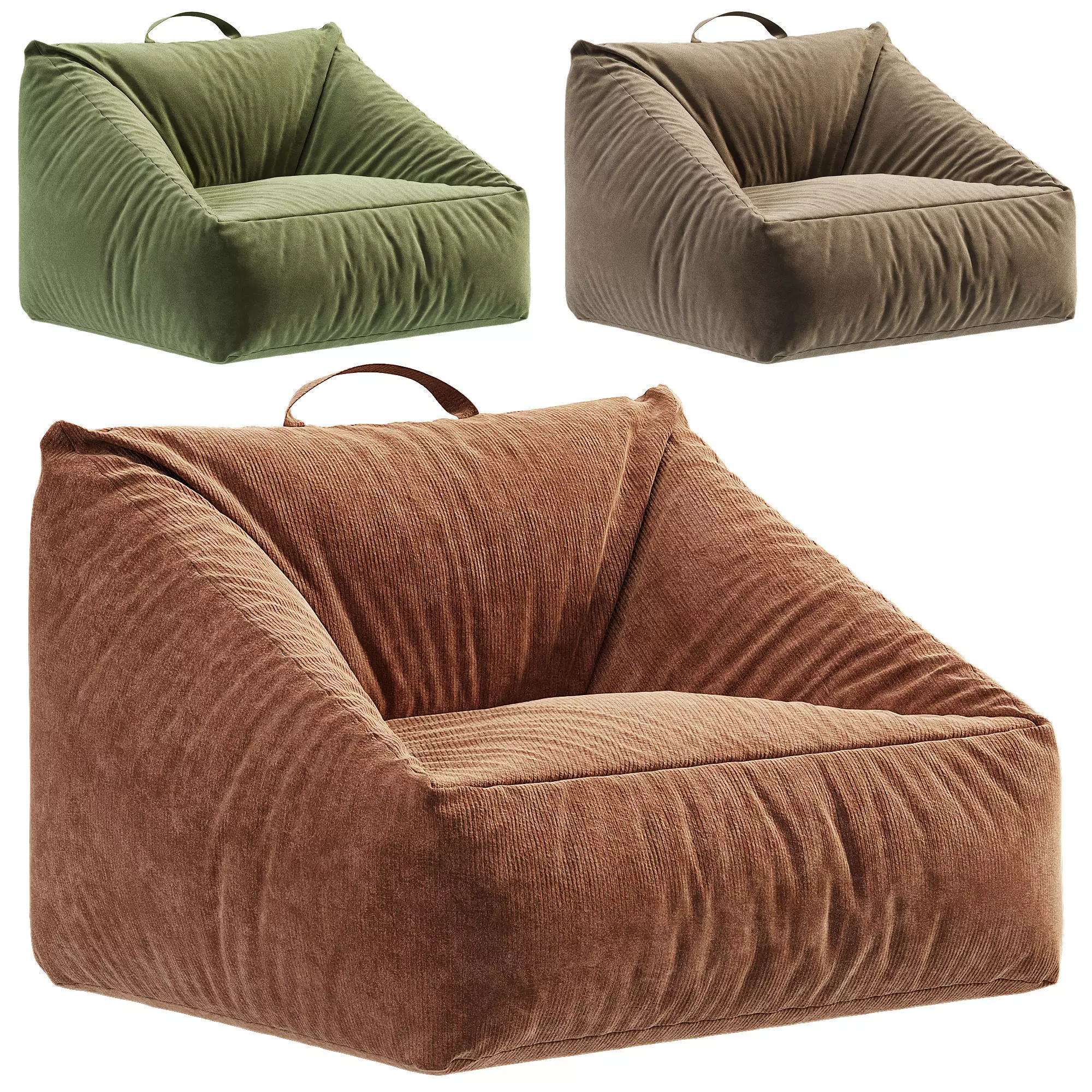 Stone Tan Velvet Corduroy Kids Lounge Chair Low-poly 3D model