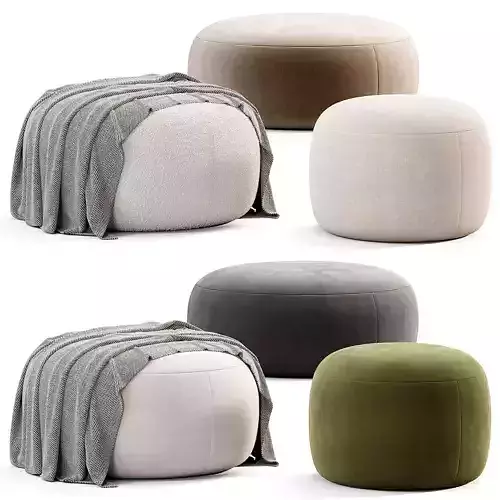 Cobble Round Ottoman Low-poly 3D model