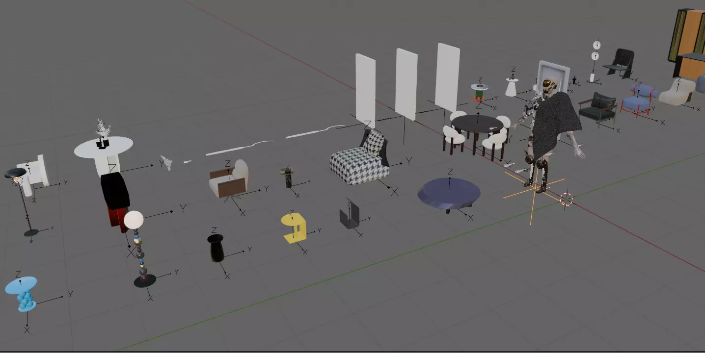 Collection about furniture tables chairs  lamps and Humanoid 3D print model_0