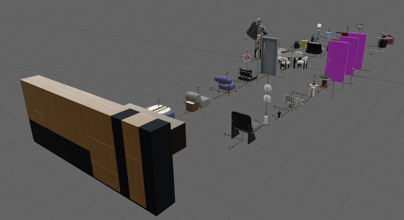 Collection about furniture tables chairs  lamps and Humanoid 3D print model_7