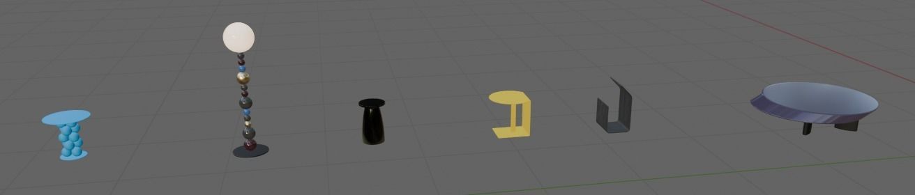 Collection about furniture tables chairs  lamps and Humanoid 3D print model_3
