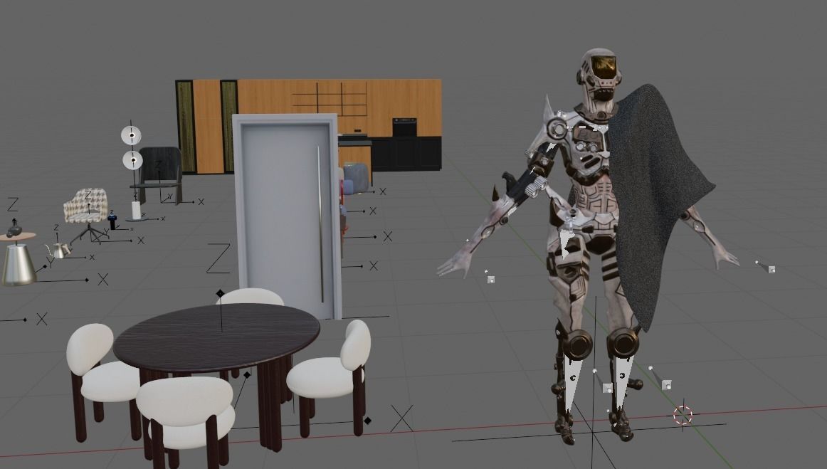 Collection about furniture tables chairs  lamps and Humanoid 3D print model_9