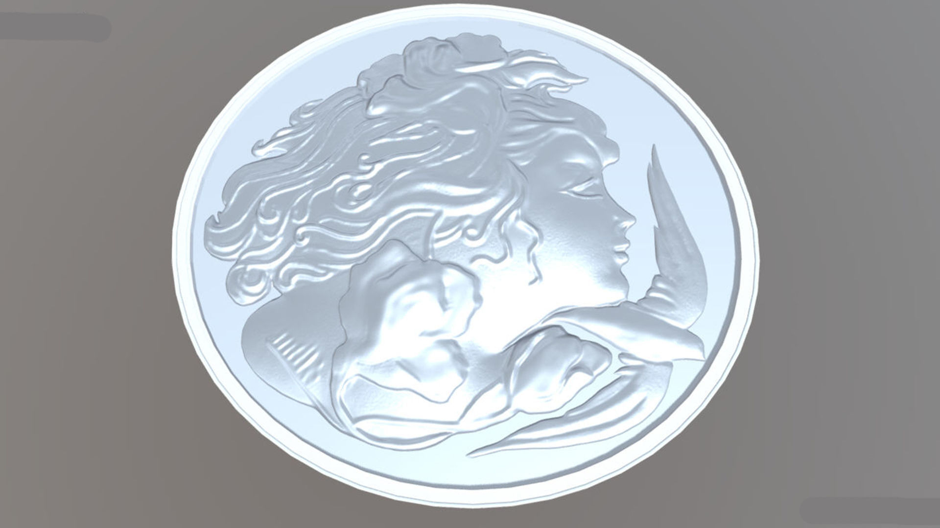 girl face relief  3D model_3