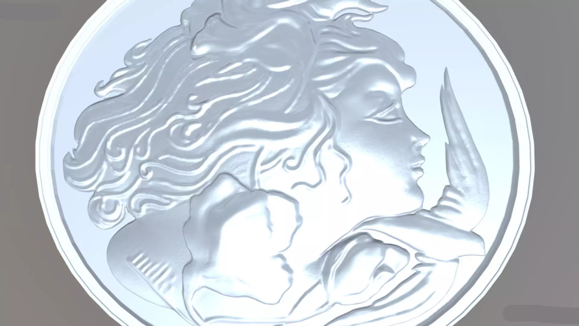 girl face relief  3D model_0