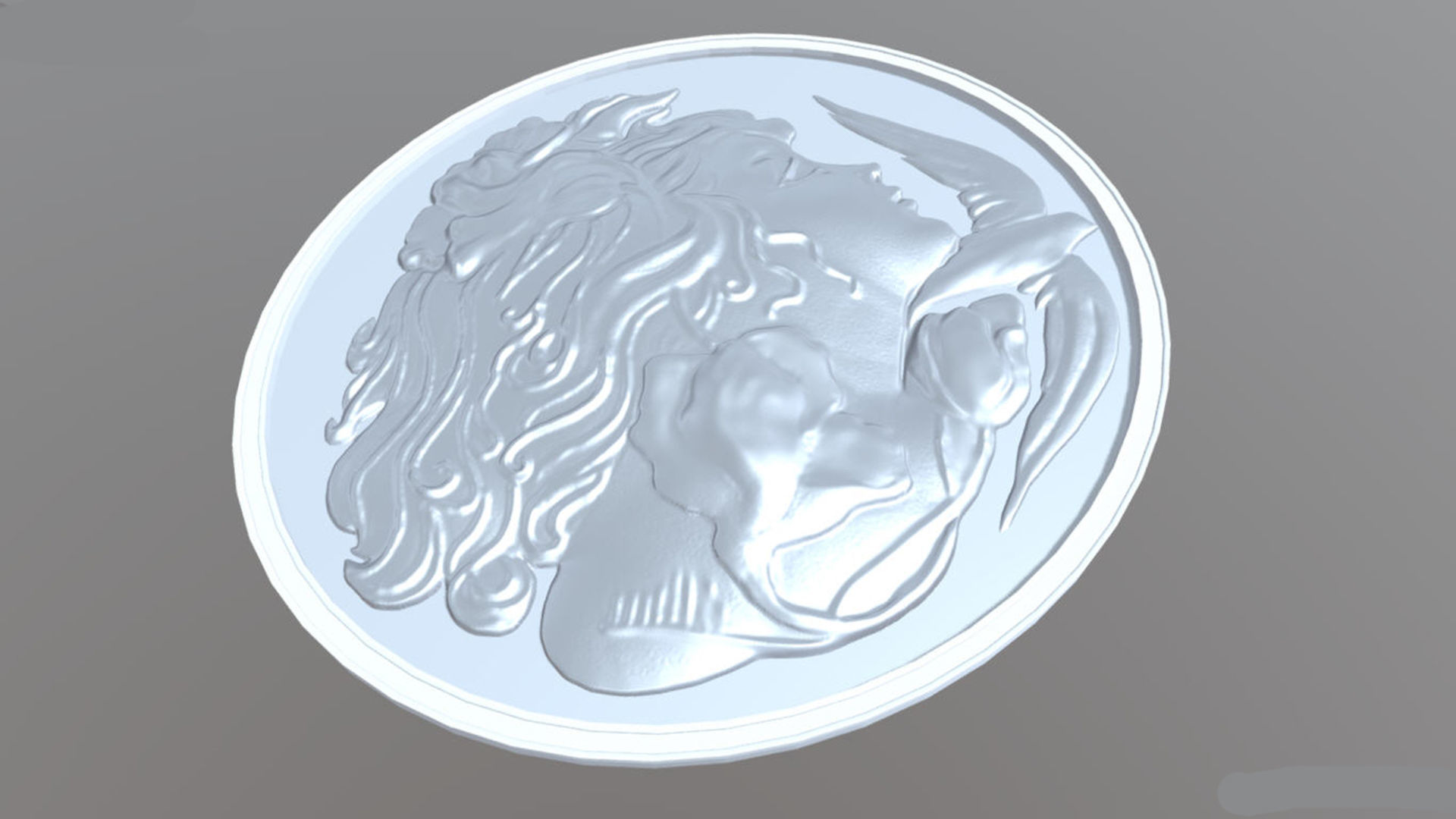 girl face relief  3D model_4