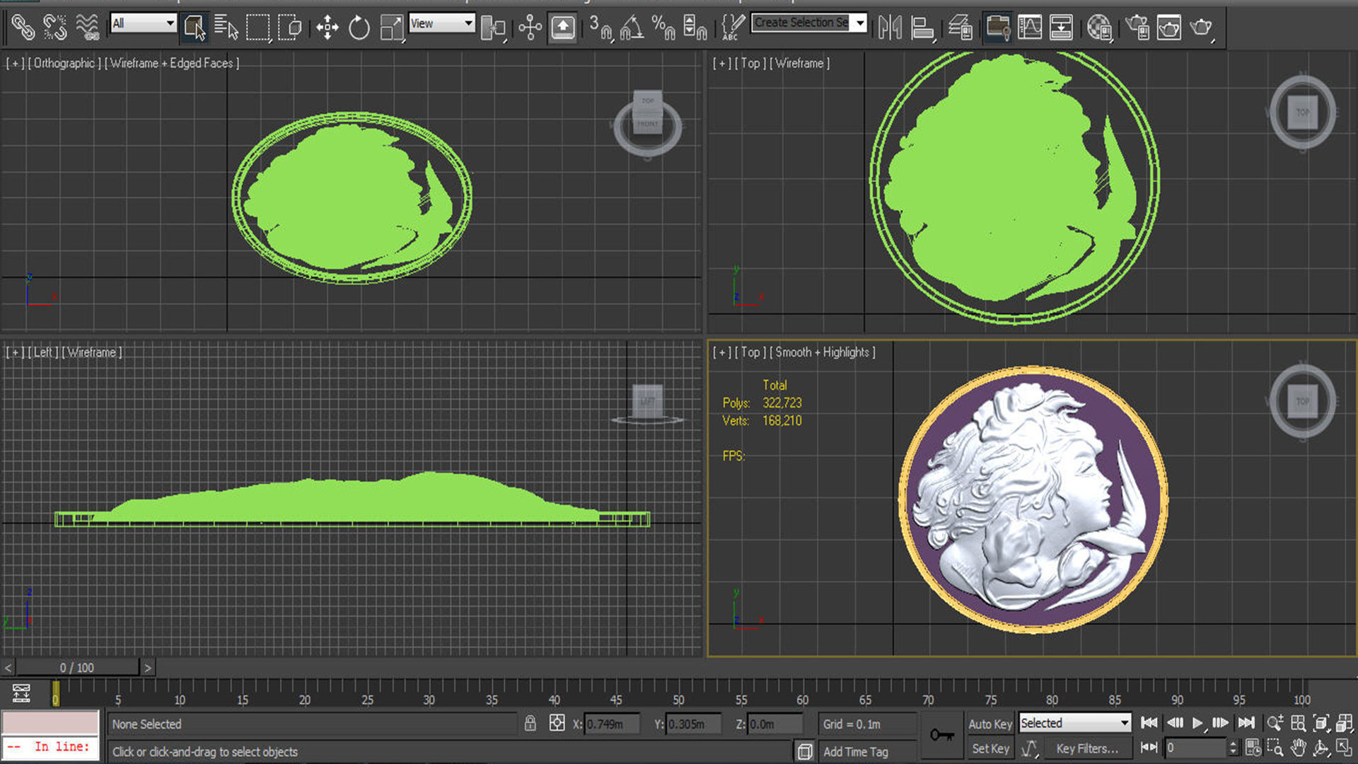 girl face relief  3D model_6