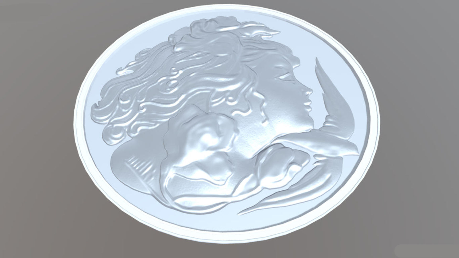 girl face relief  3D model_2