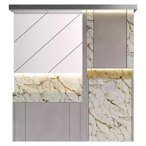 Modern bathroom furniture with stone sink Low-poly 3D model