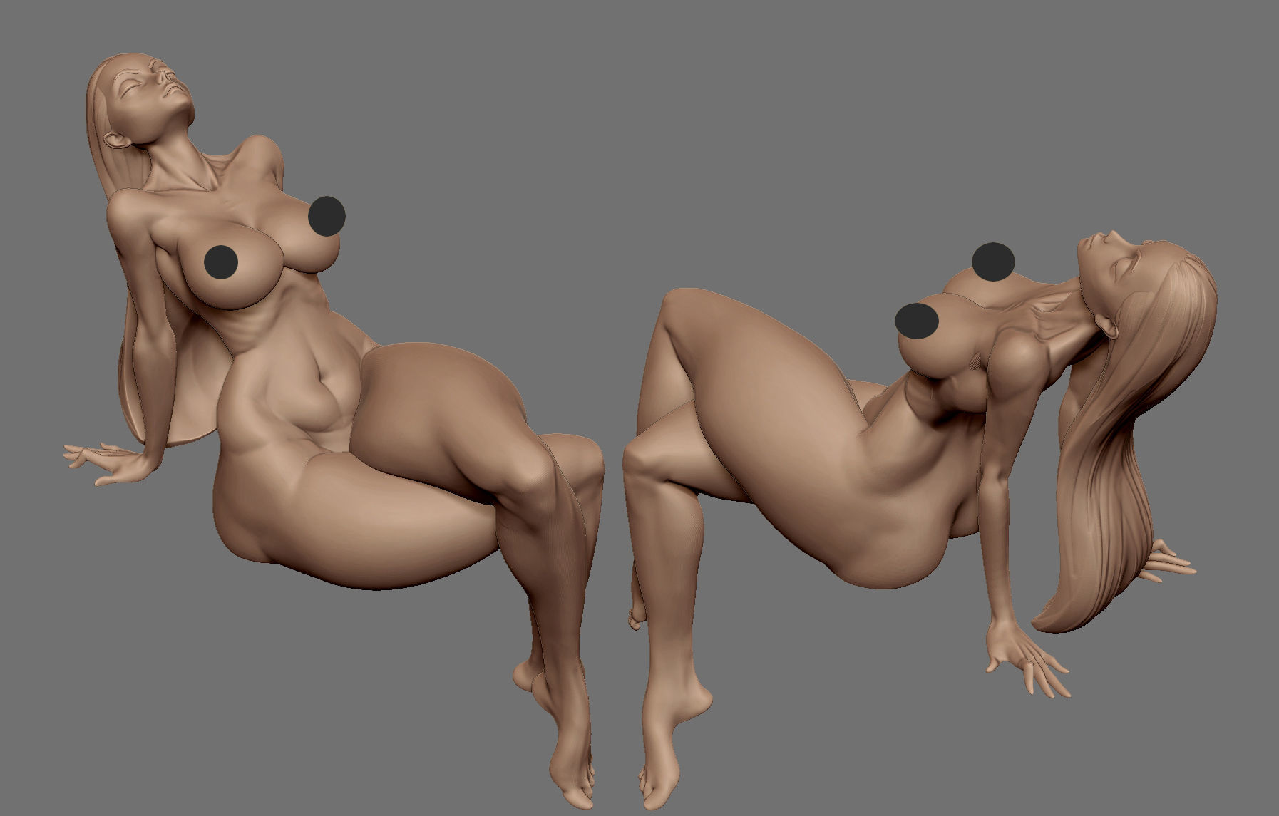 Relaxing Stylized female figure 3D print model_1