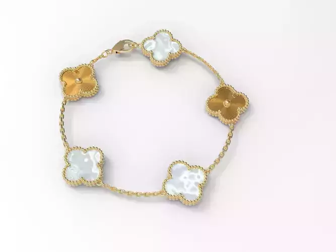 Vintage Bracelet Flower With Diamond Cut Flower 14 mm 3D print model
