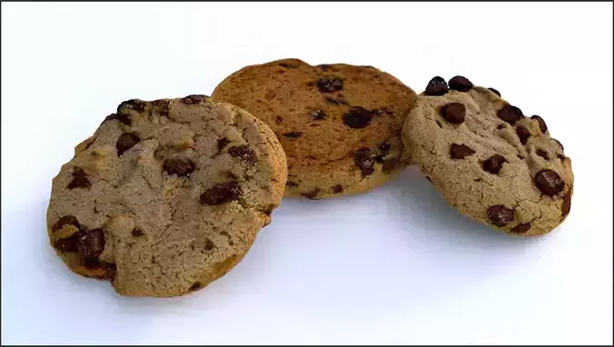 Chocolate Chip Cookies - 3 Pack - Photorealistic 3D model