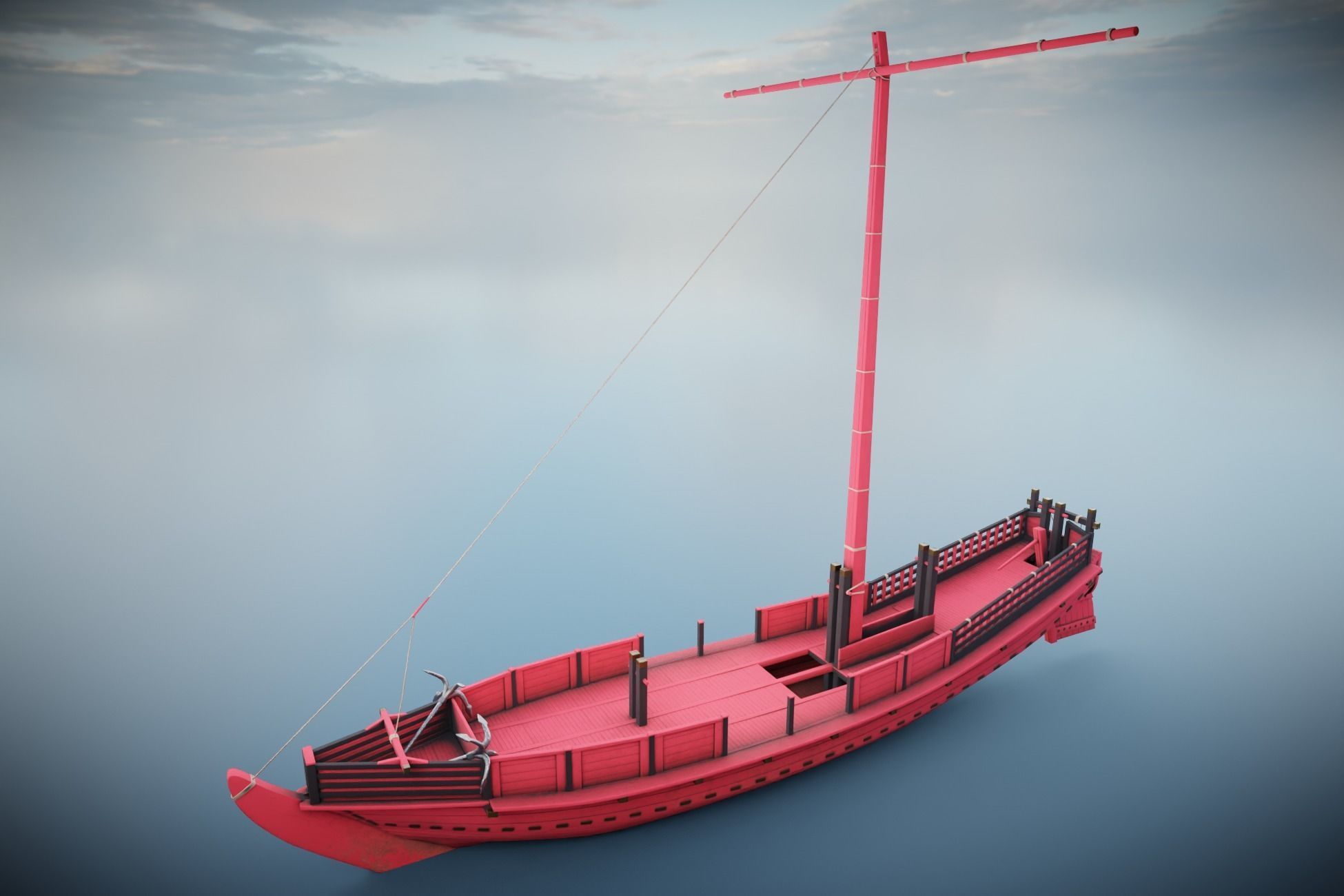 Godairikisen Japanese Ship Low-poly 3D model_26
