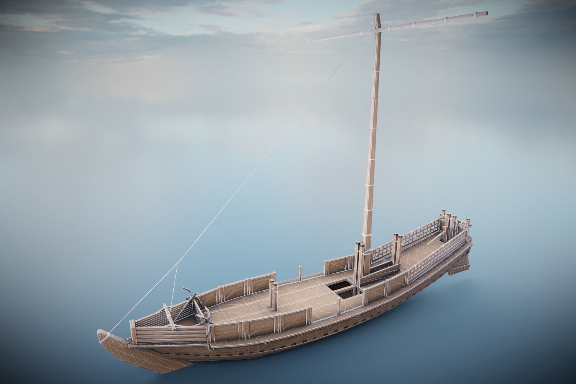 Godairikisen Japanese Ship Low-poly 3D model_36