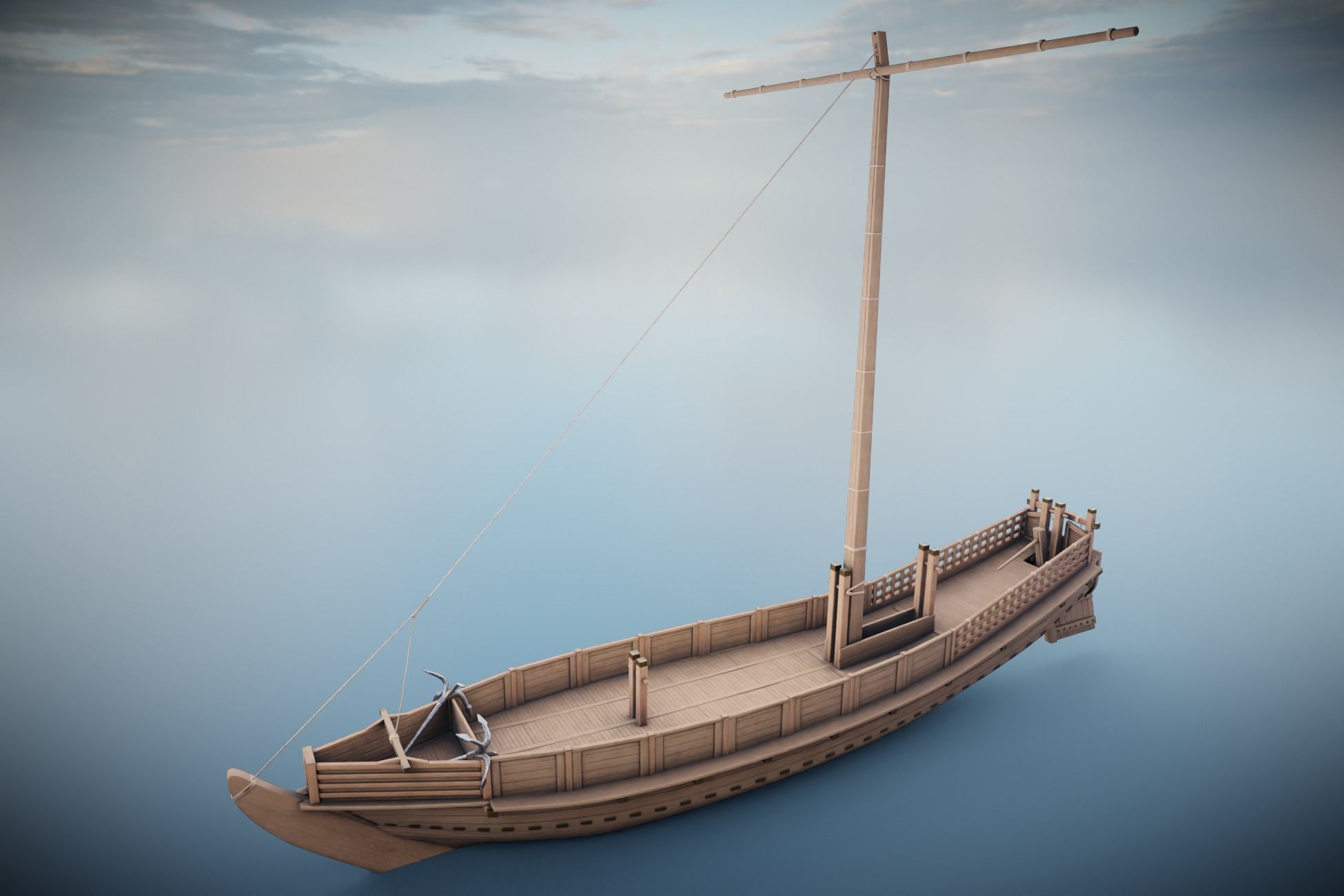 Godairikisen Japanese Ship Low-poly 3D model_20
