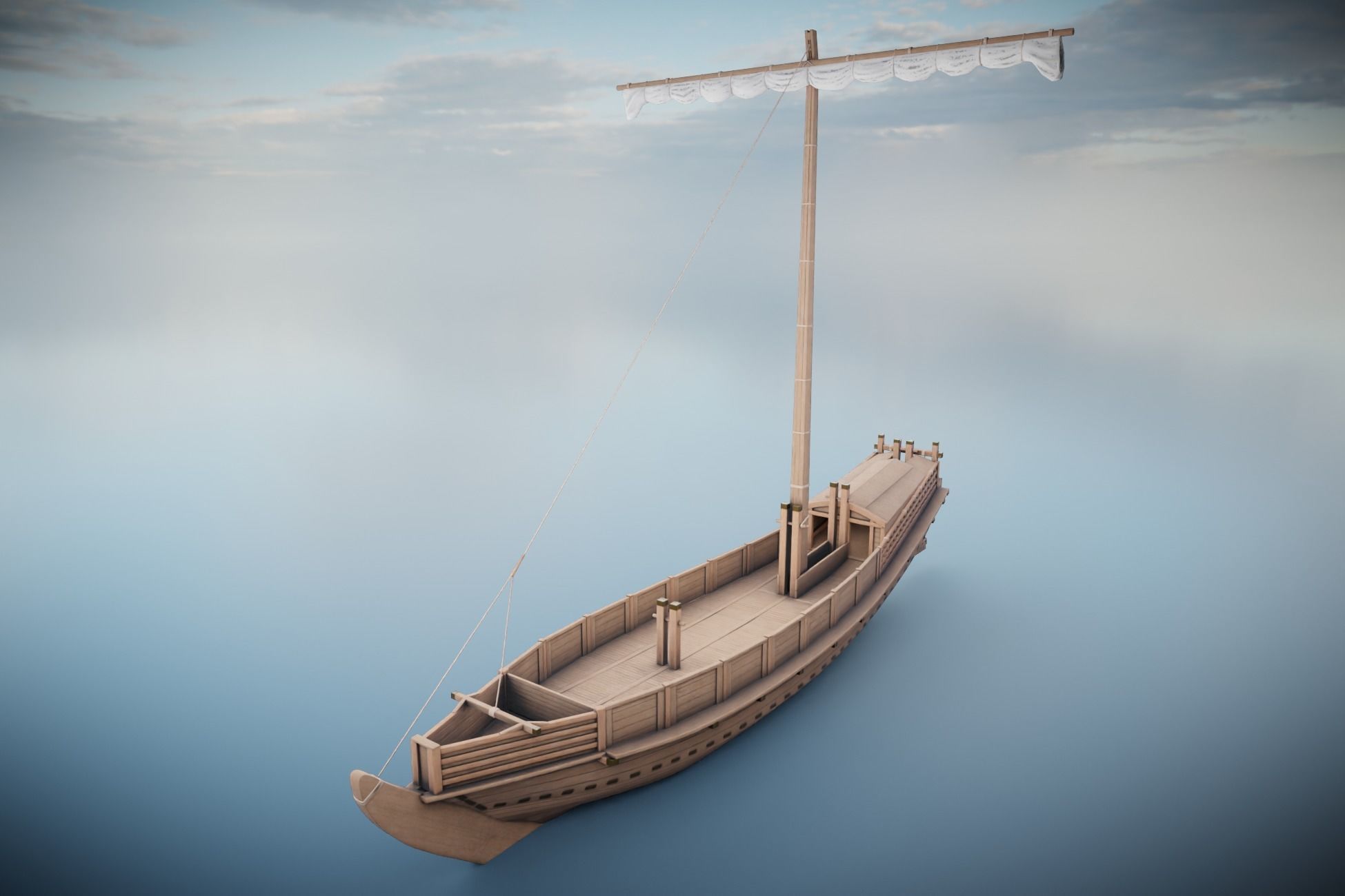 Godairikisen Japanese Ship Low-poly 3D model_5