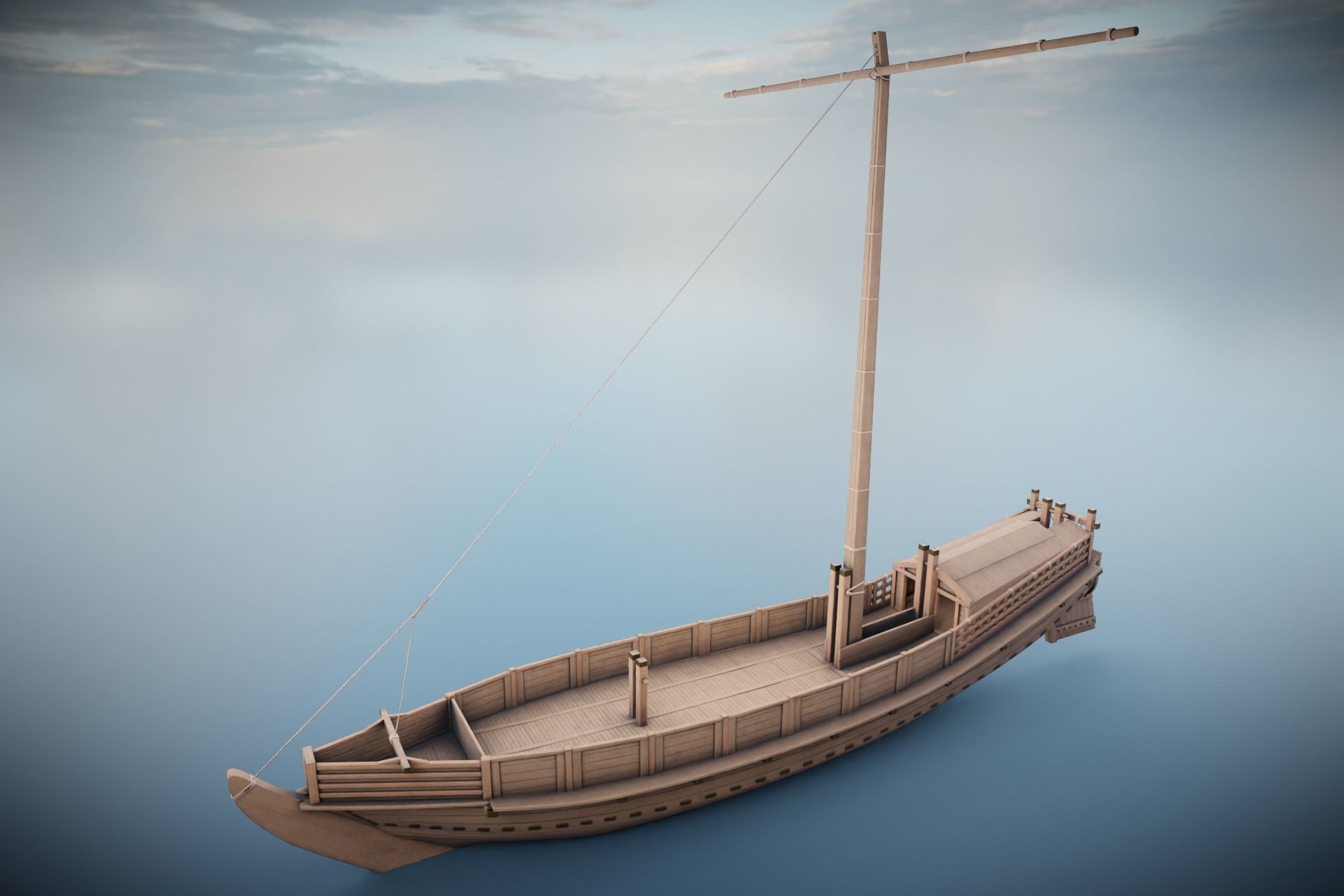 Godairikisen Japanese Ship Low-poly 3D model_14