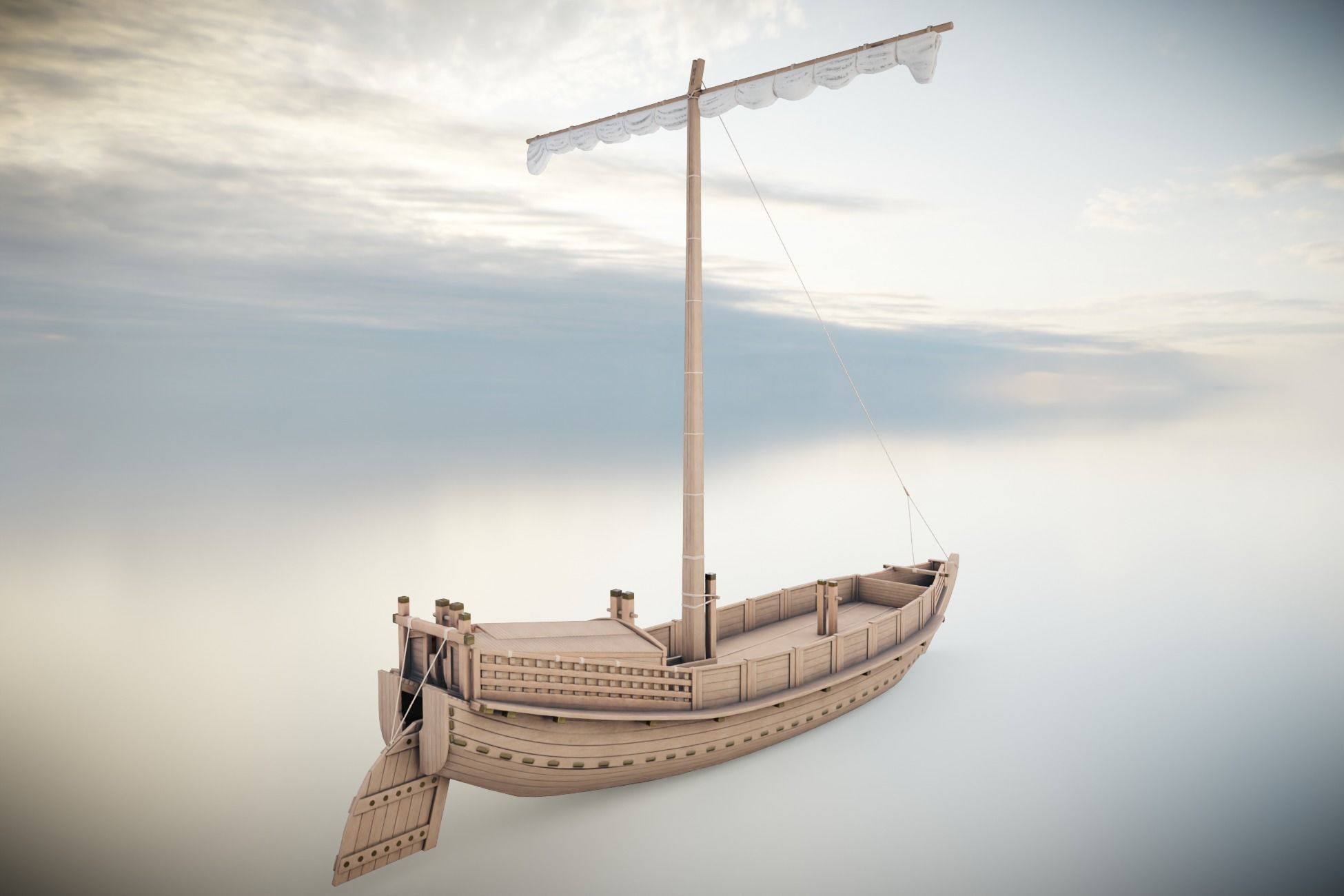 Godairikisen Japanese Ship Low-poly 3D model_6