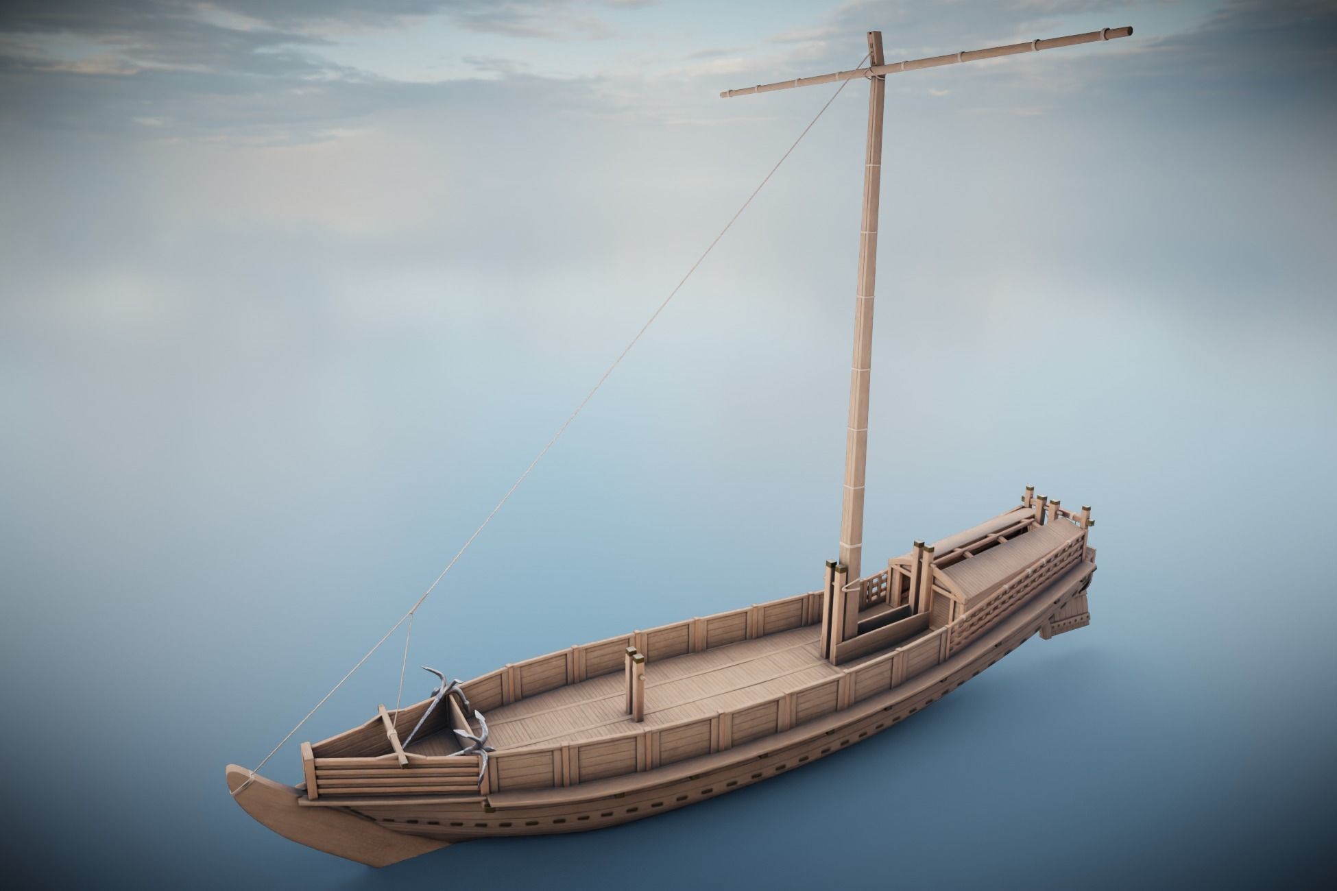 Godairikisen Japanese Ship Low-poly 3D model_16