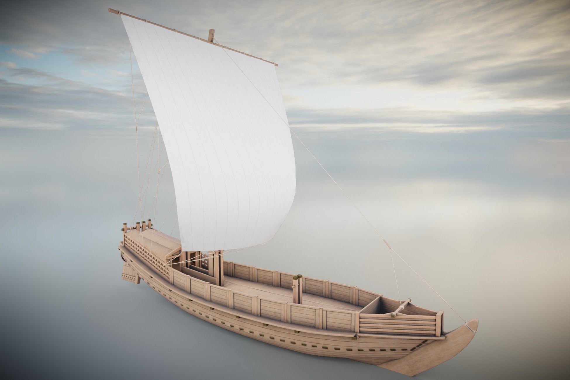 Godairikisen Japanese Ship Low-poly 3D model_3