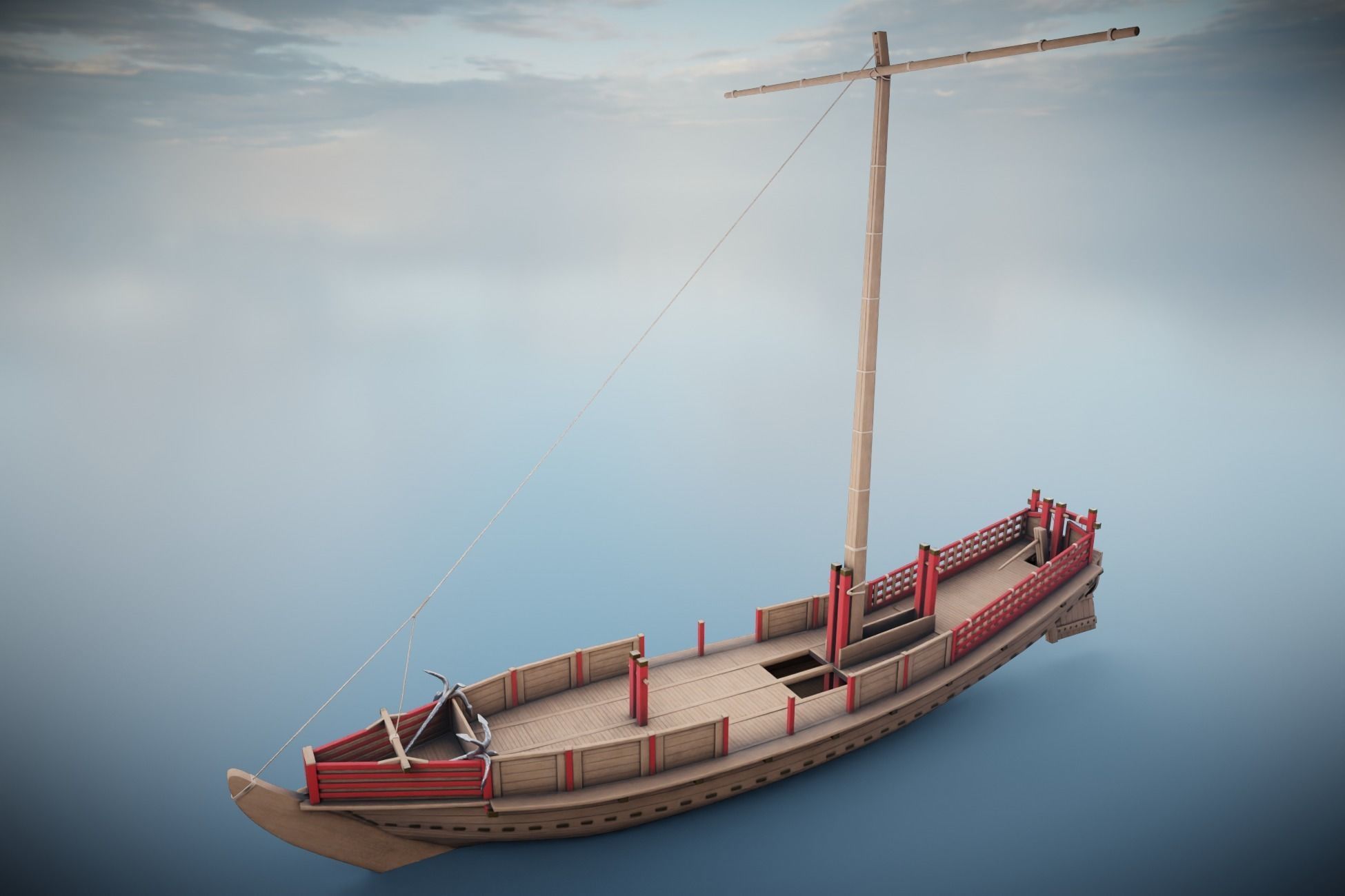Godairikisen Japanese Ship Low-poly 3D model_24