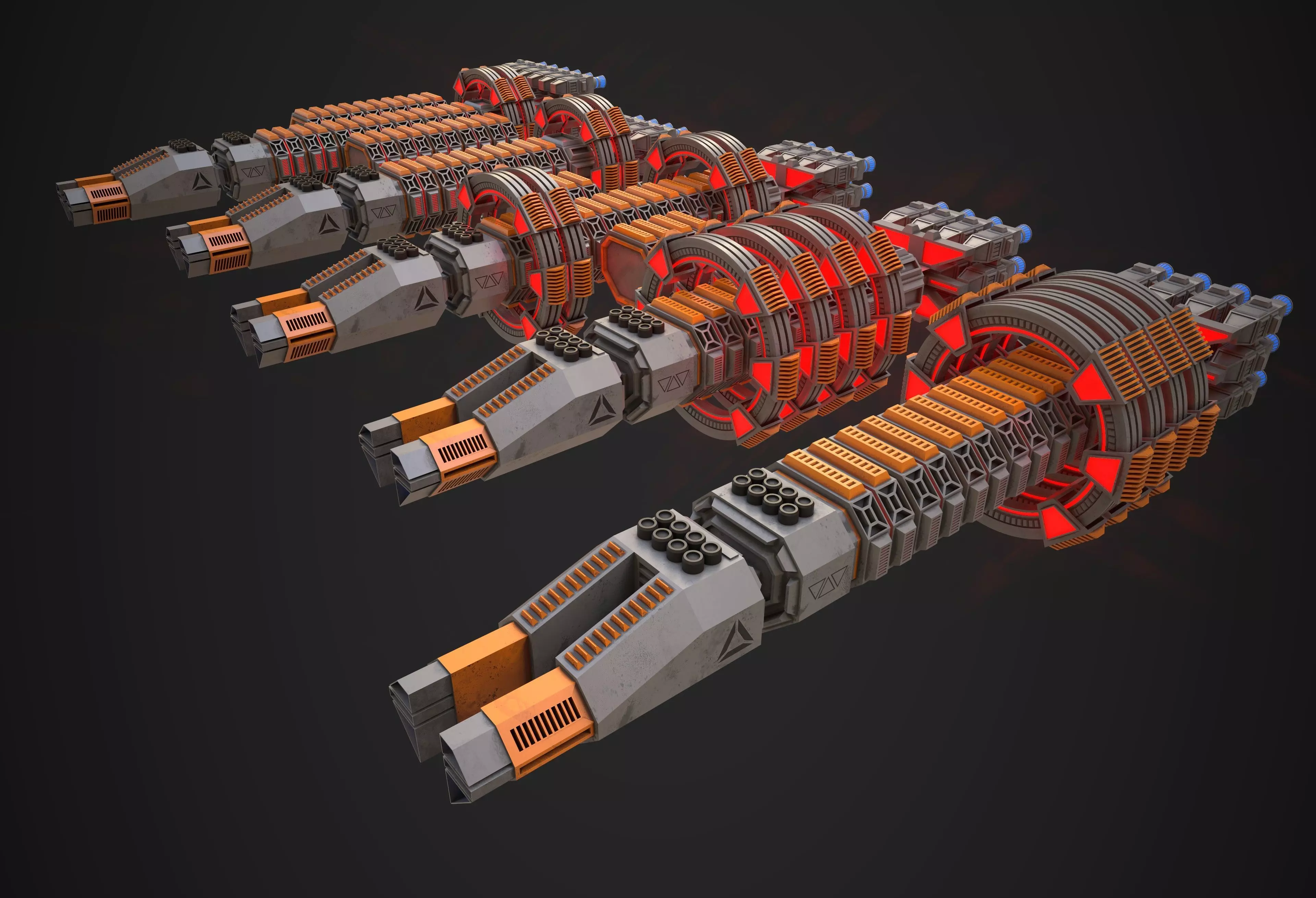 Modular Spaceship Two Low-poly 3D model_0