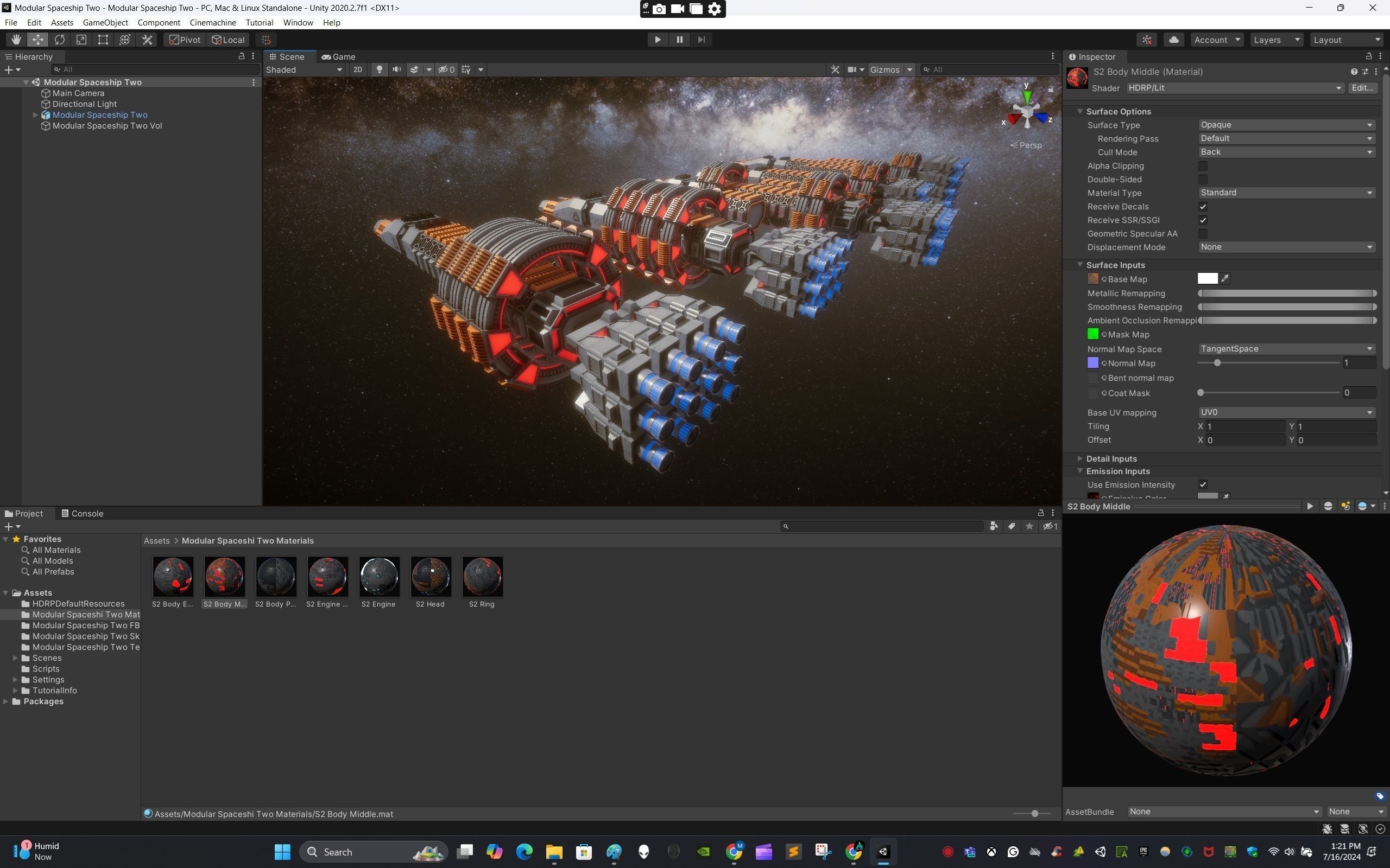Modular Spaceship Two Low-poly 3D model_13
