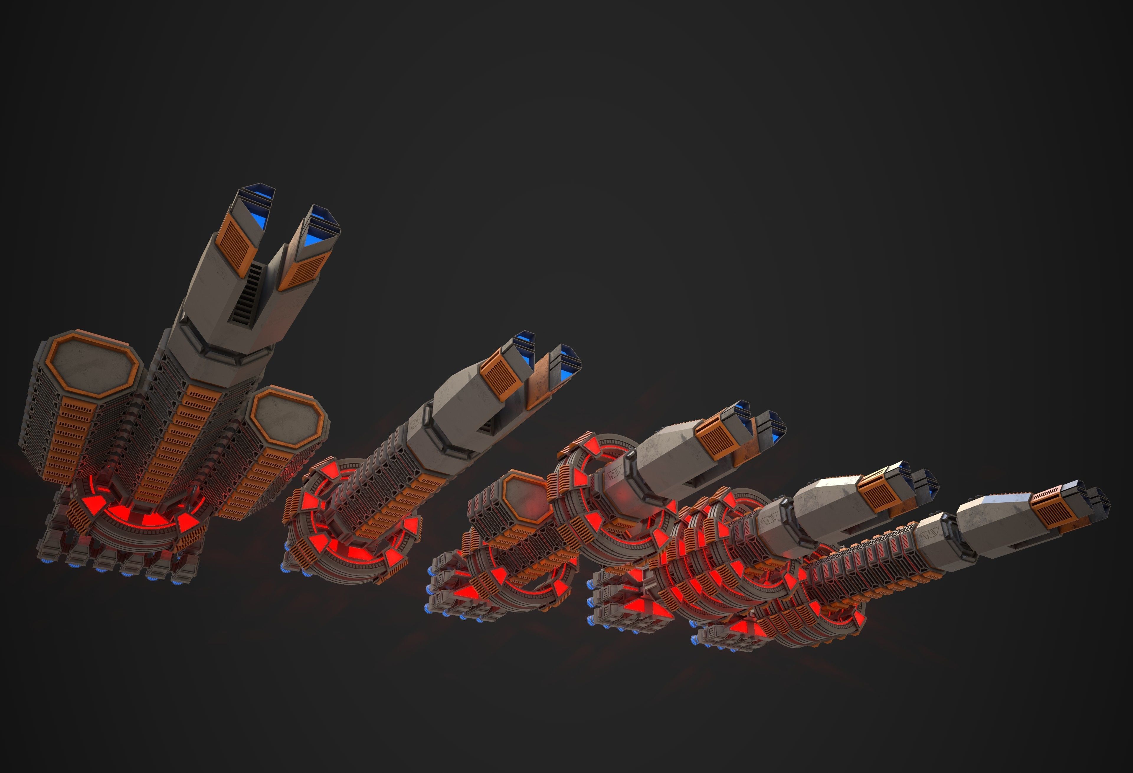 Modular Spaceship Two Low-poly 3D model_7