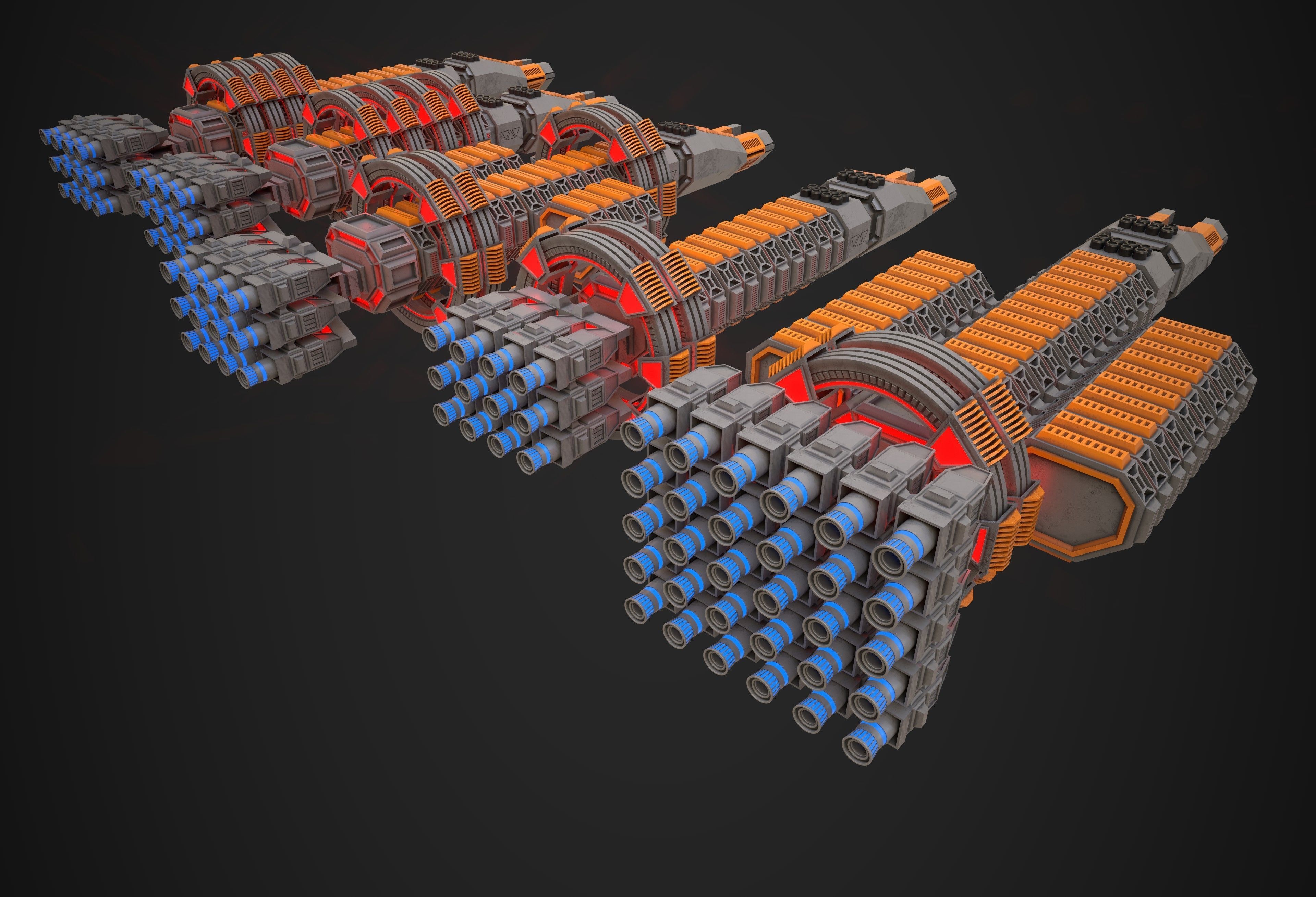 Modular Spaceship Two Low-poly 3D model_4