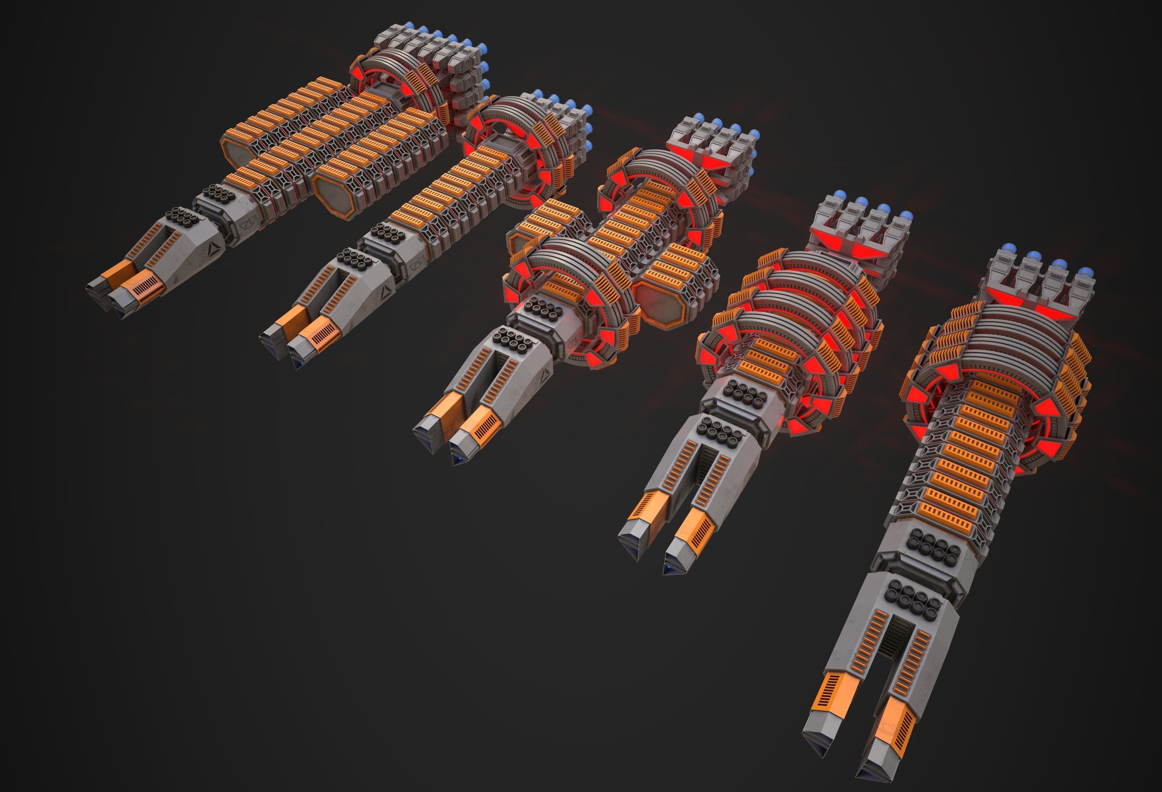 Modular Spaceship Two Low-poly 3D model_2