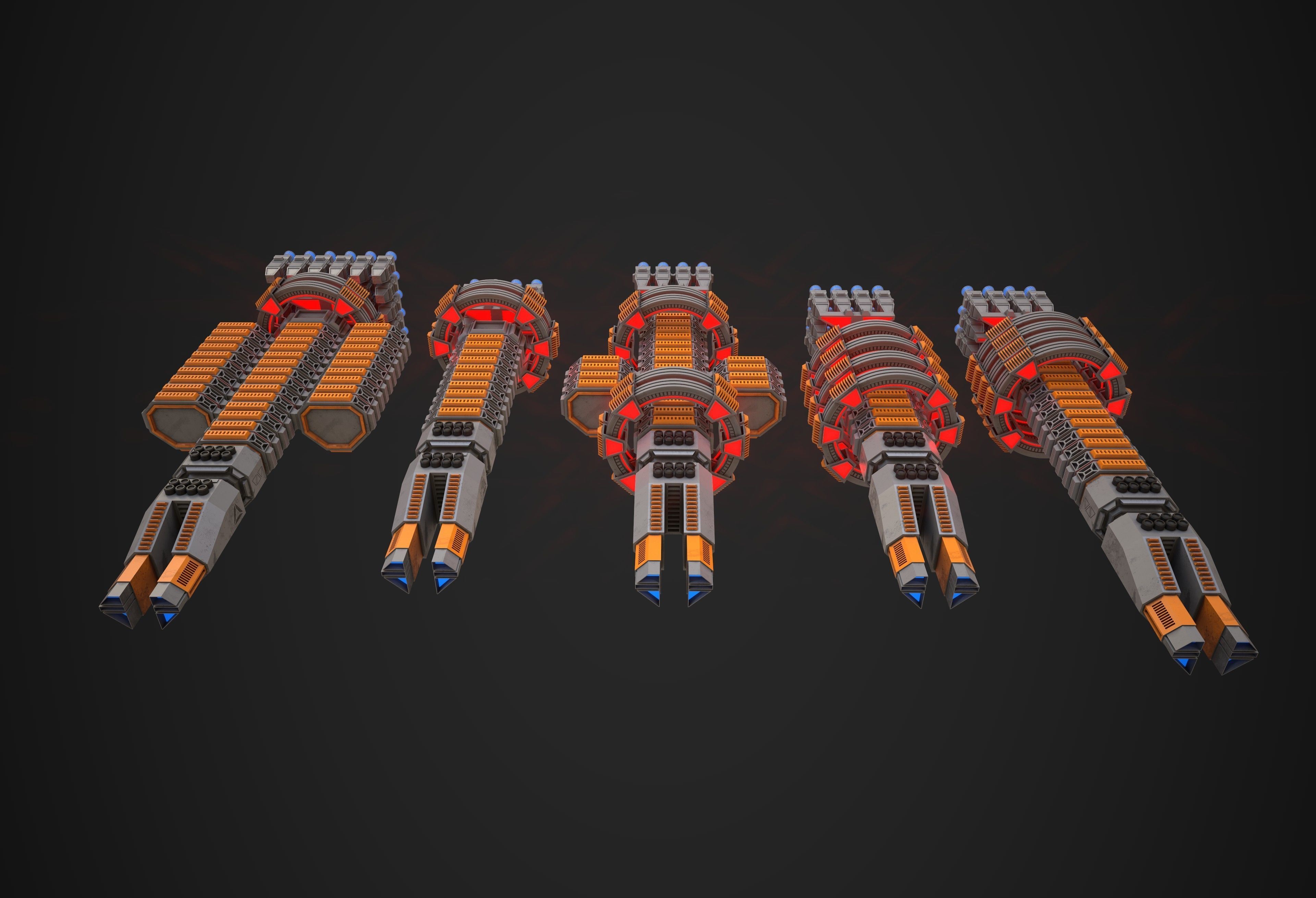 Modular Spaceship Two Low-poly 3D model_8
