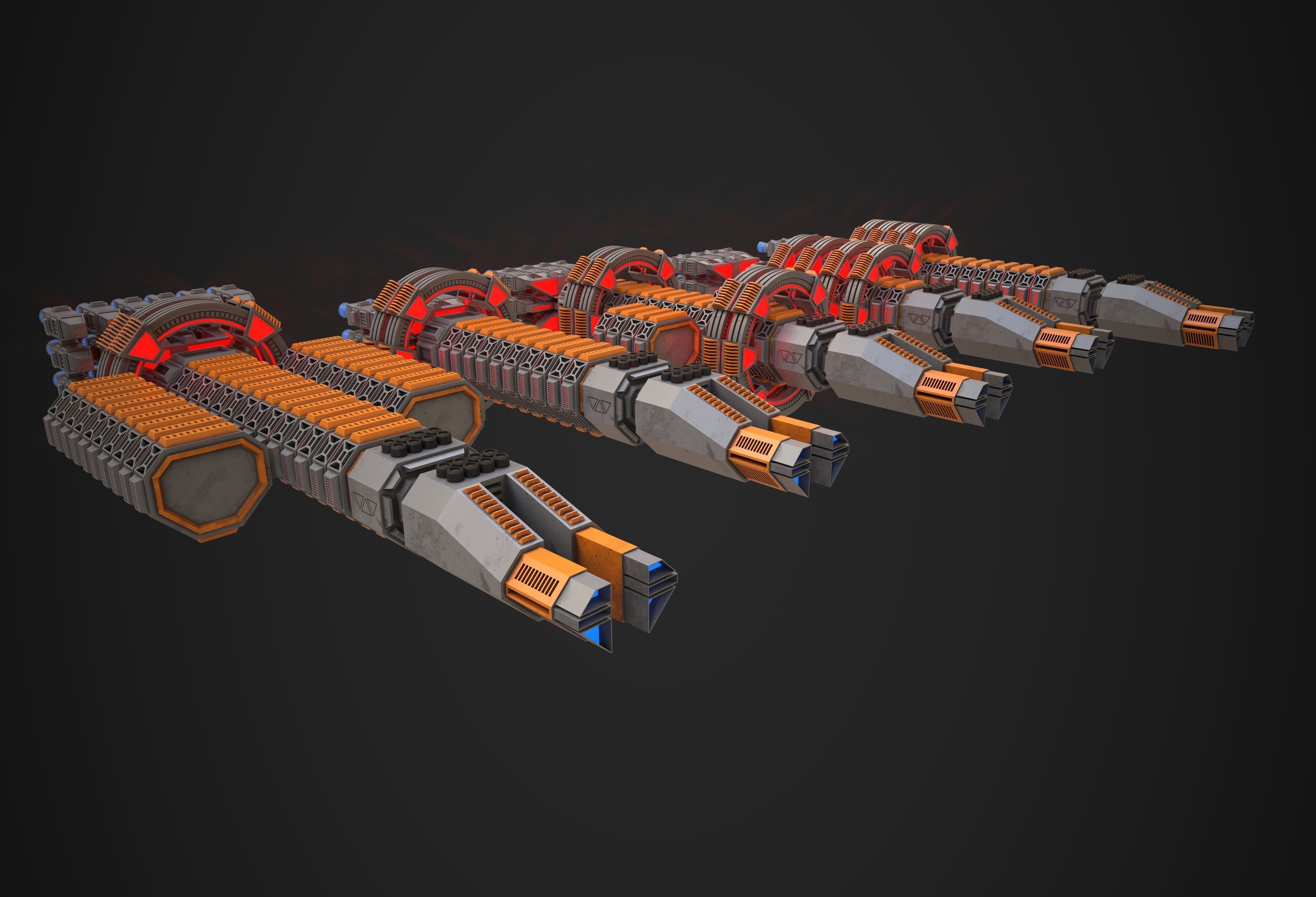 Modular Spaceship Two Low-poly 3D model_3
