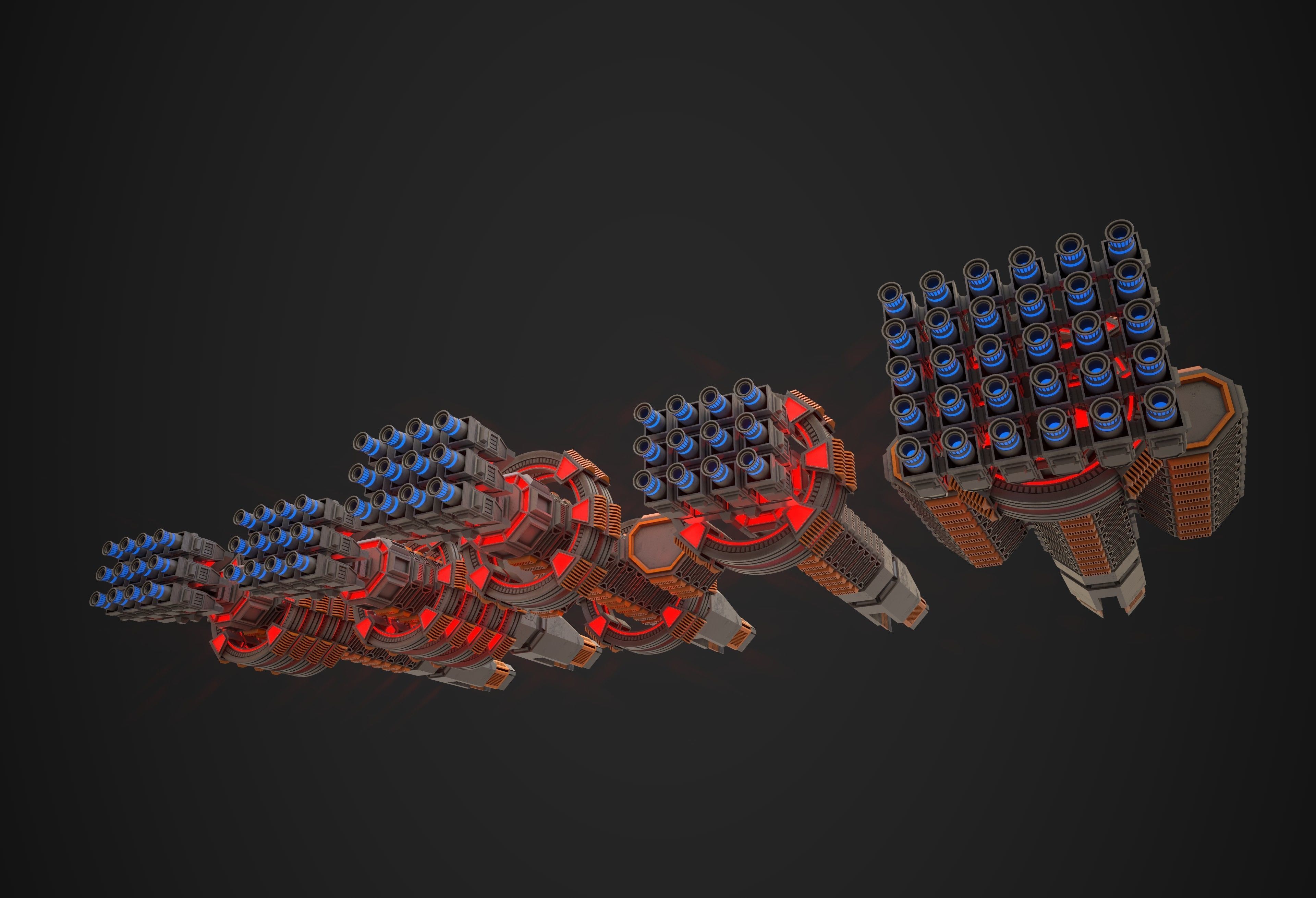 Modular Spaceship Two Low-poly 3D model_6